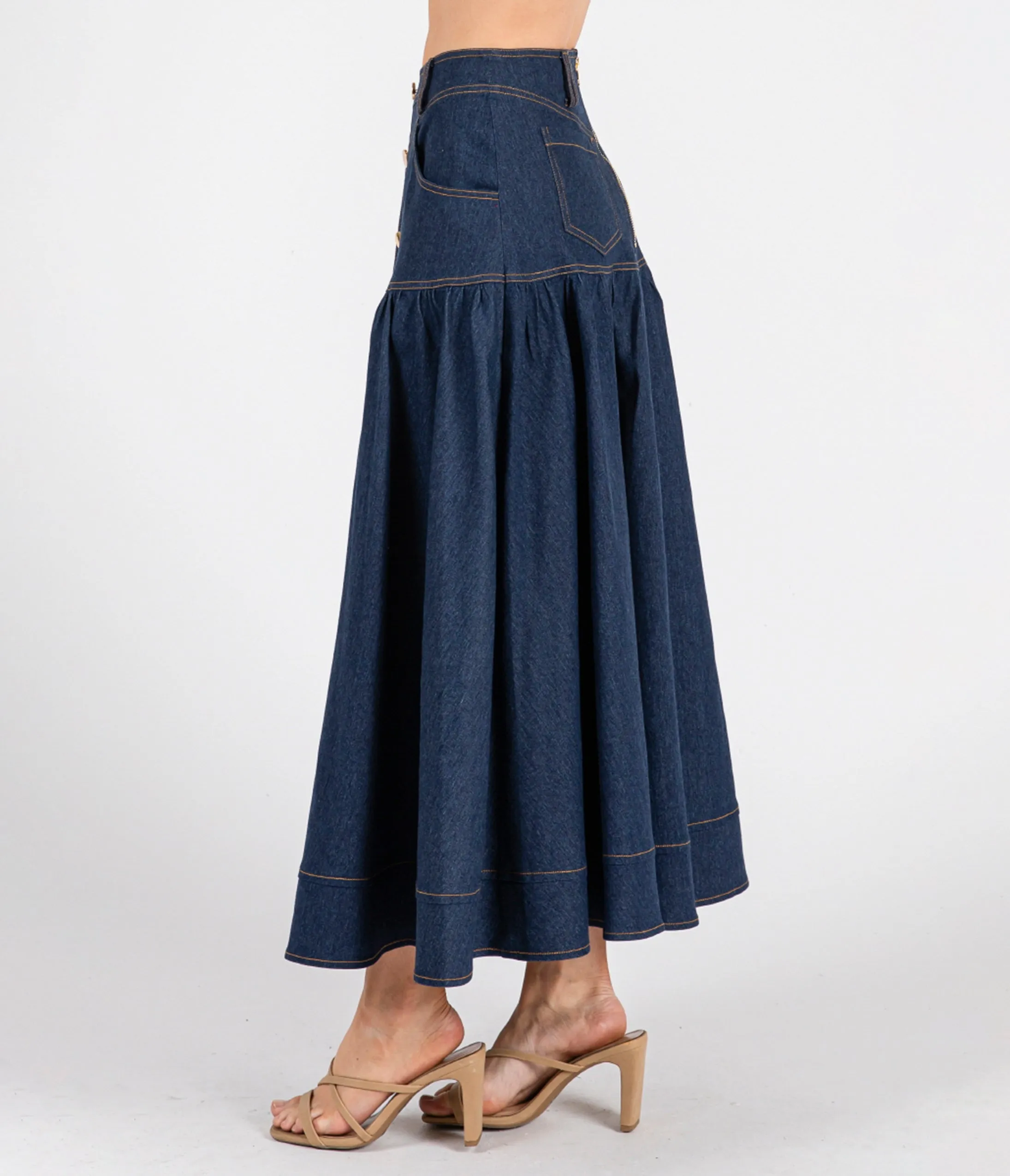 Dark Denim A-Line Maxi Skirt sold by Unique Vintage product image thumbnail 3