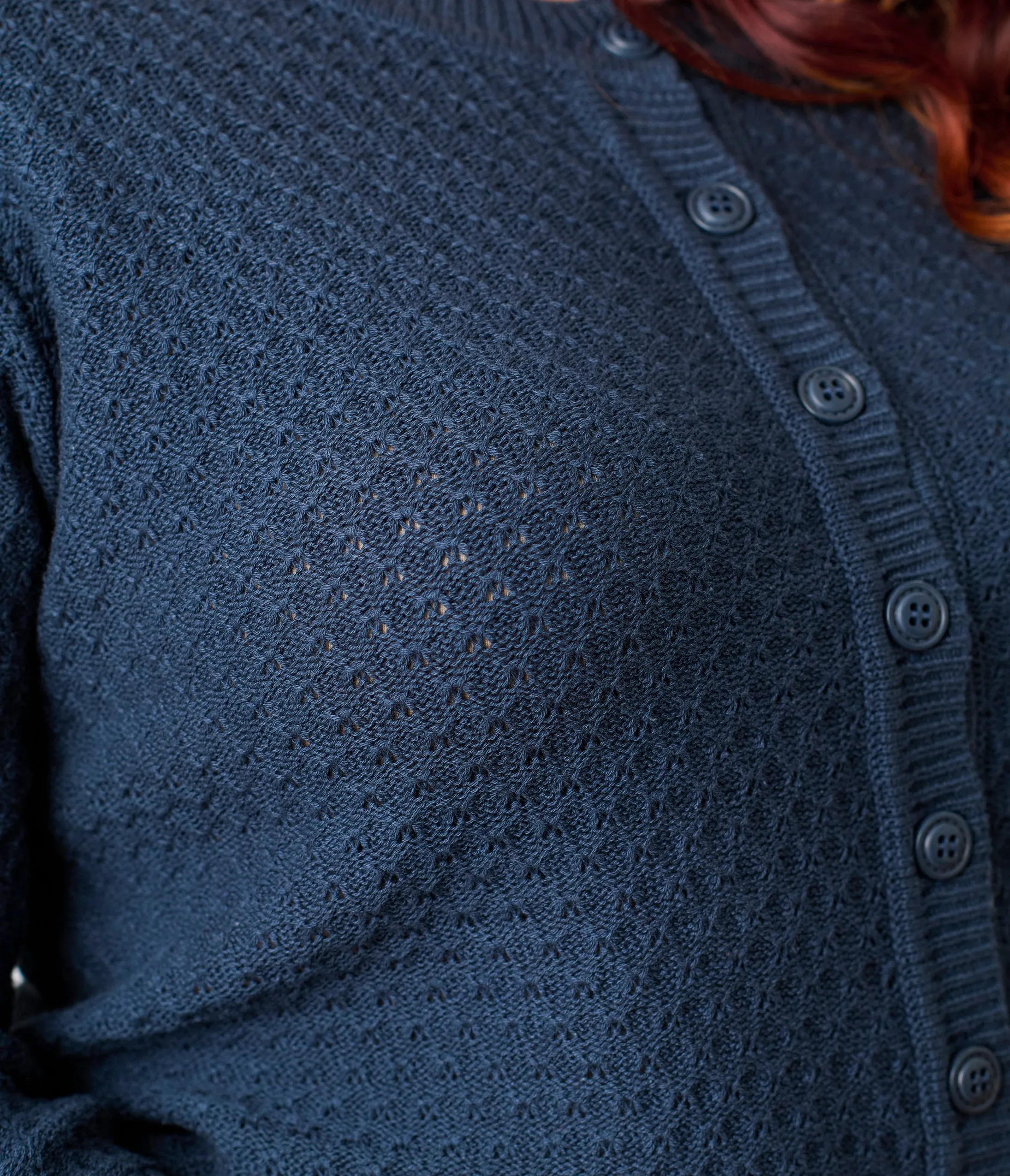 Plus Size Retro Style Navy Crochet Cardigan sold by Unique Vintage product image thumbnail 5