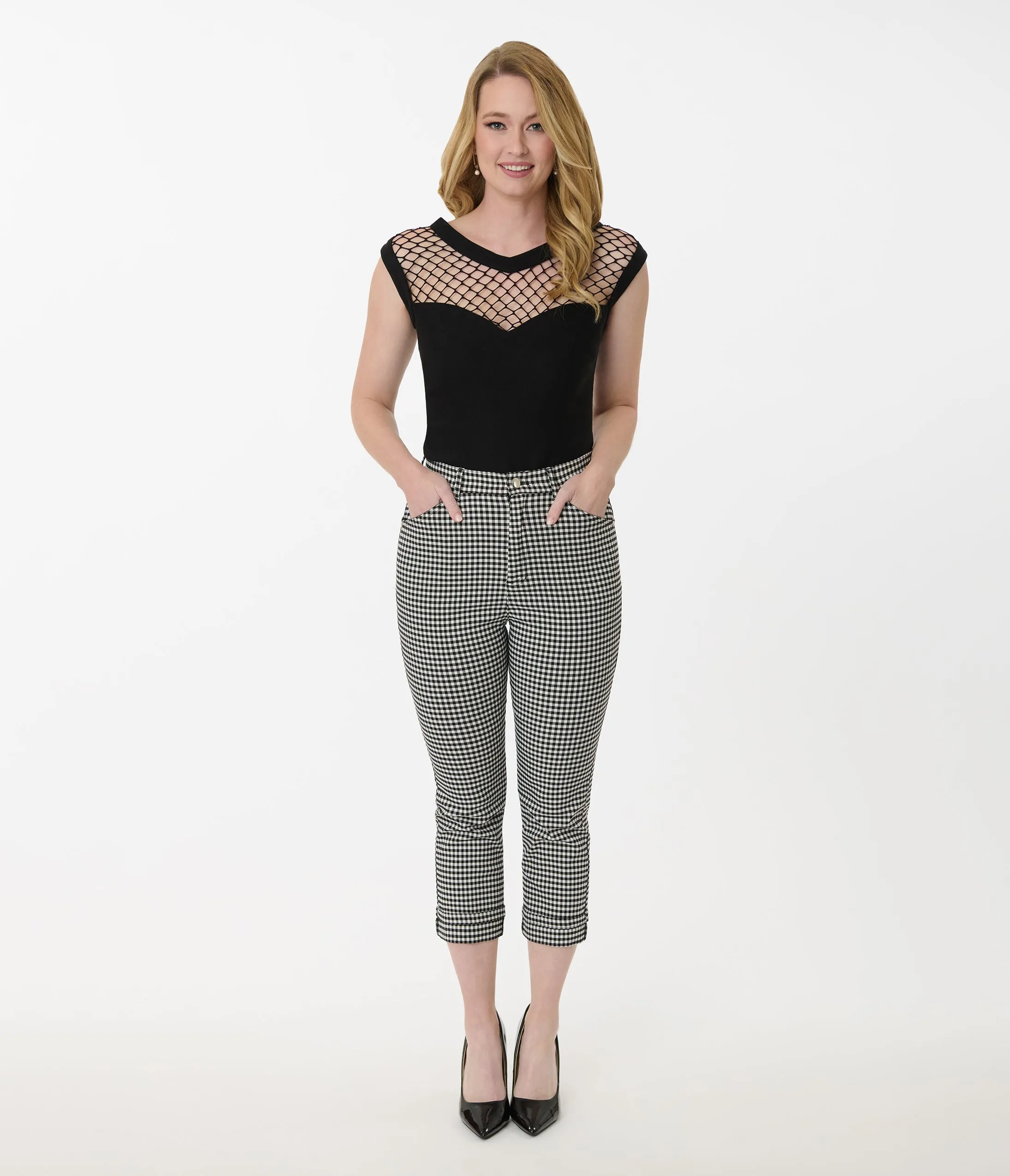 Unique Vintage Black & White Gingham Capris sold by Unique Vintage product image thumbnail 5