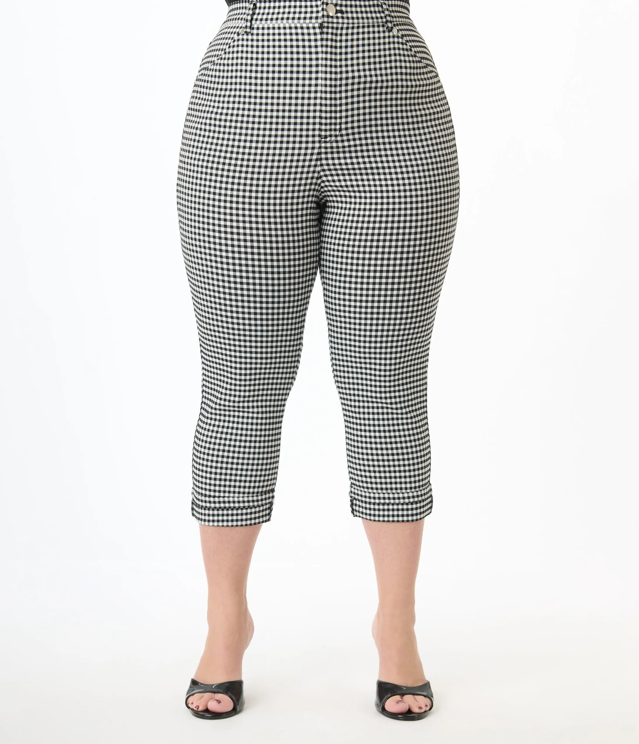 Unique Vintage Plus Size Black & White Gingham Capris sold by Unique Vintage product image thumbnail 2