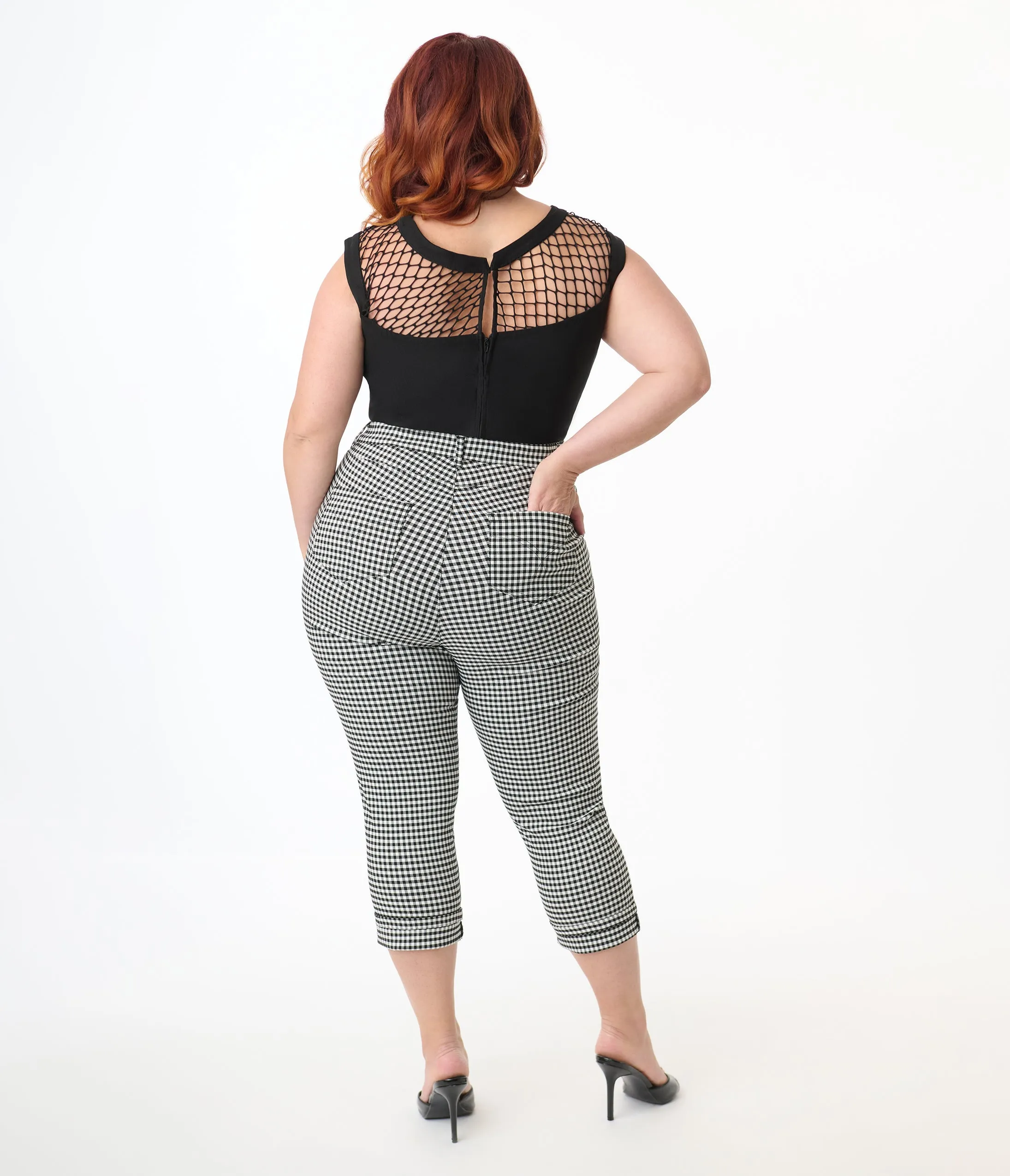Unique Vintage Plus Size Black & White Gingham Capris sold by Unique Vintage product image thumbnail 3
