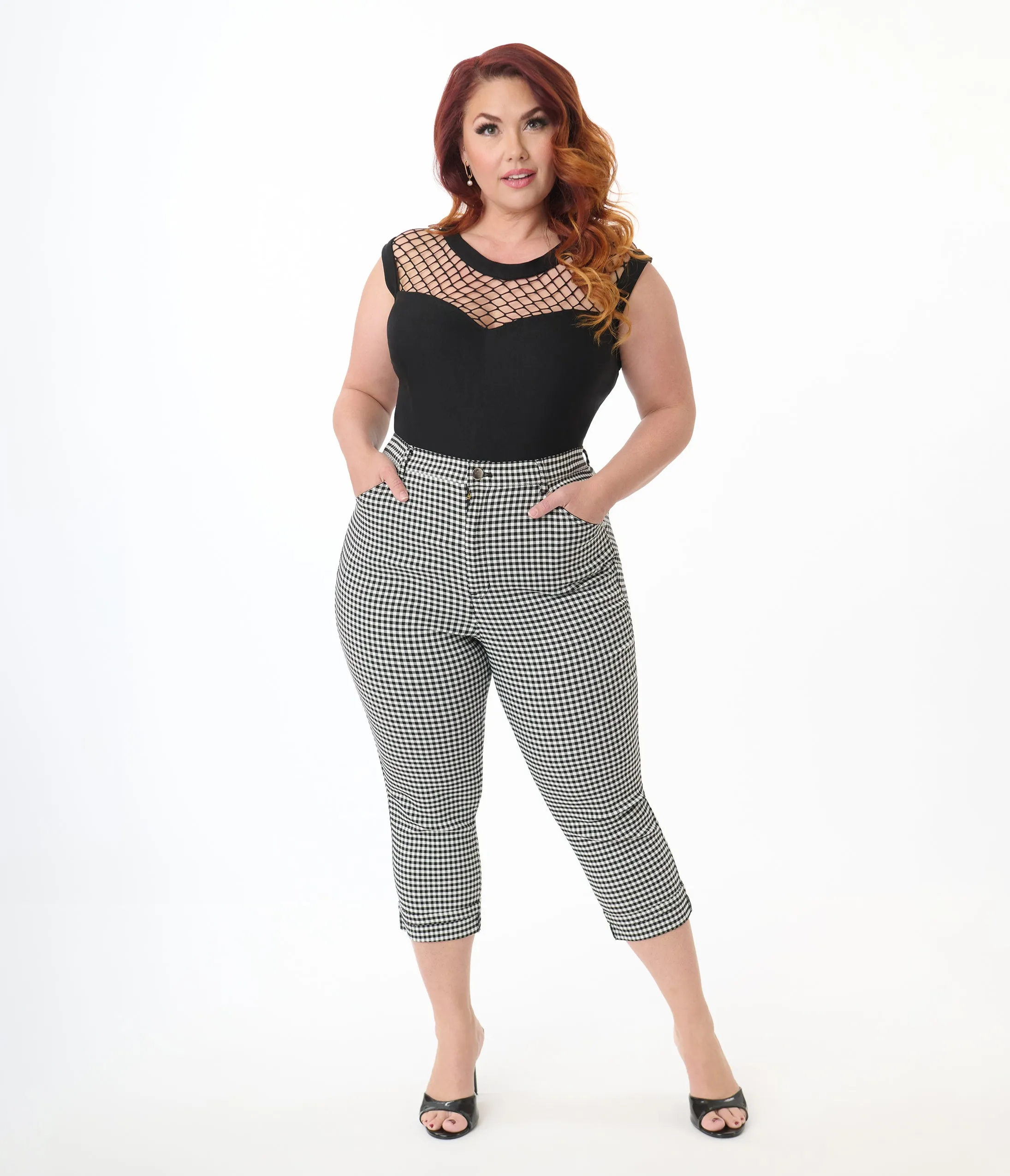 Unique Vintage Plus Size Black & White Gingham Capris sold by Unique Vintage product image thumbnail 4