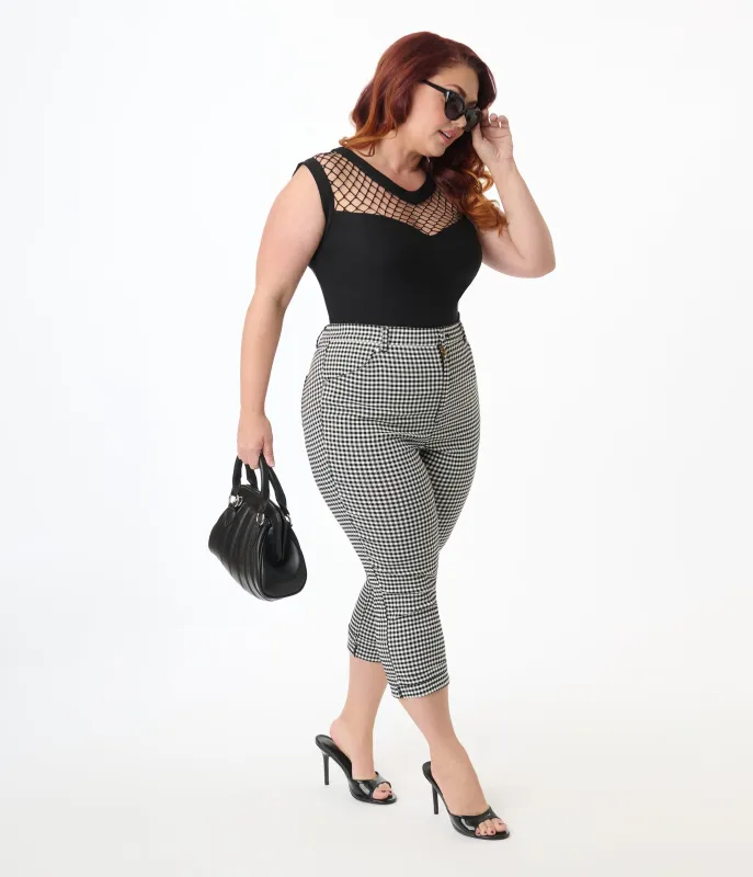 Unique Vintage Plus Size Black & White Gingham Capris sold by Unique Vintage