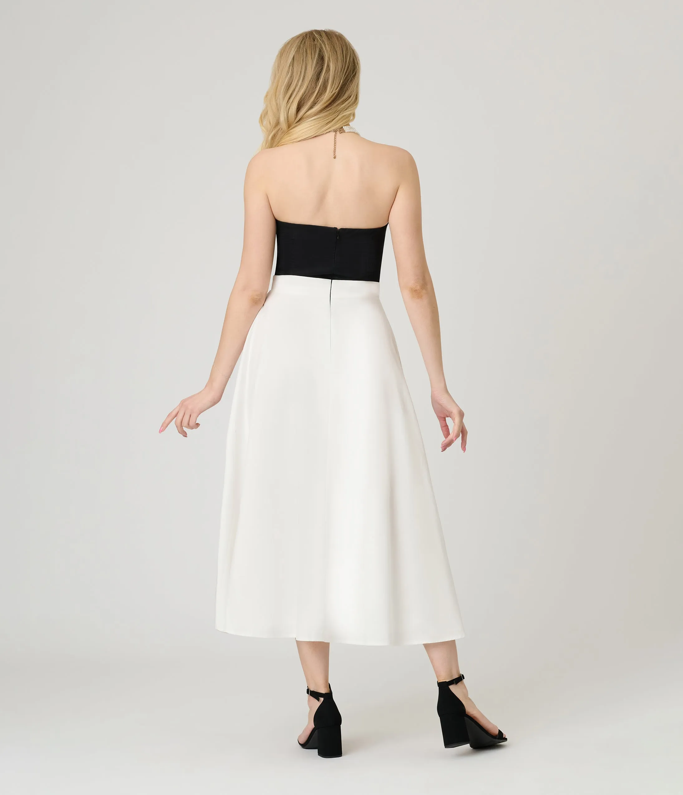 White & Black Bow Blissful Breeze Midi Dress sold by Unique Vintage product image thumbnail 2