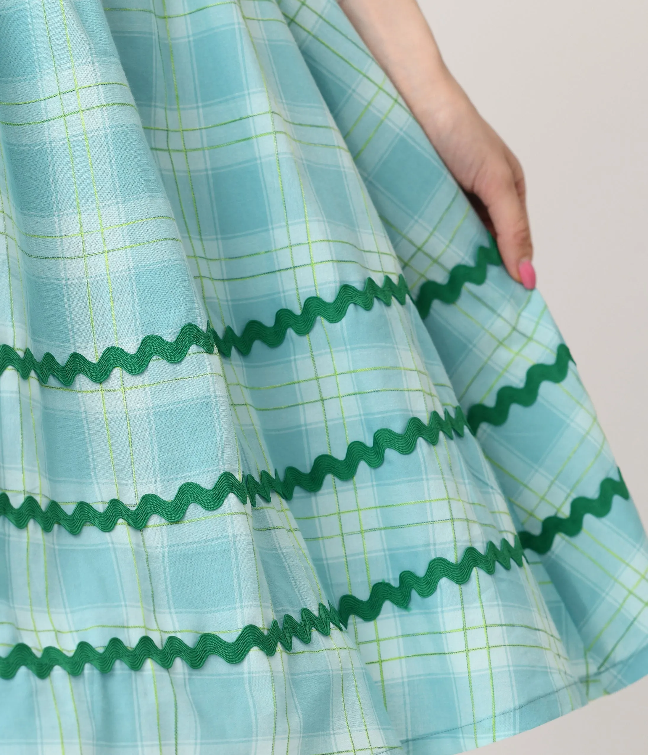 Unique Vintage Teal Plaid & Green Cotton Swing Dress sold by Unique Vintage product image thumbnail 5