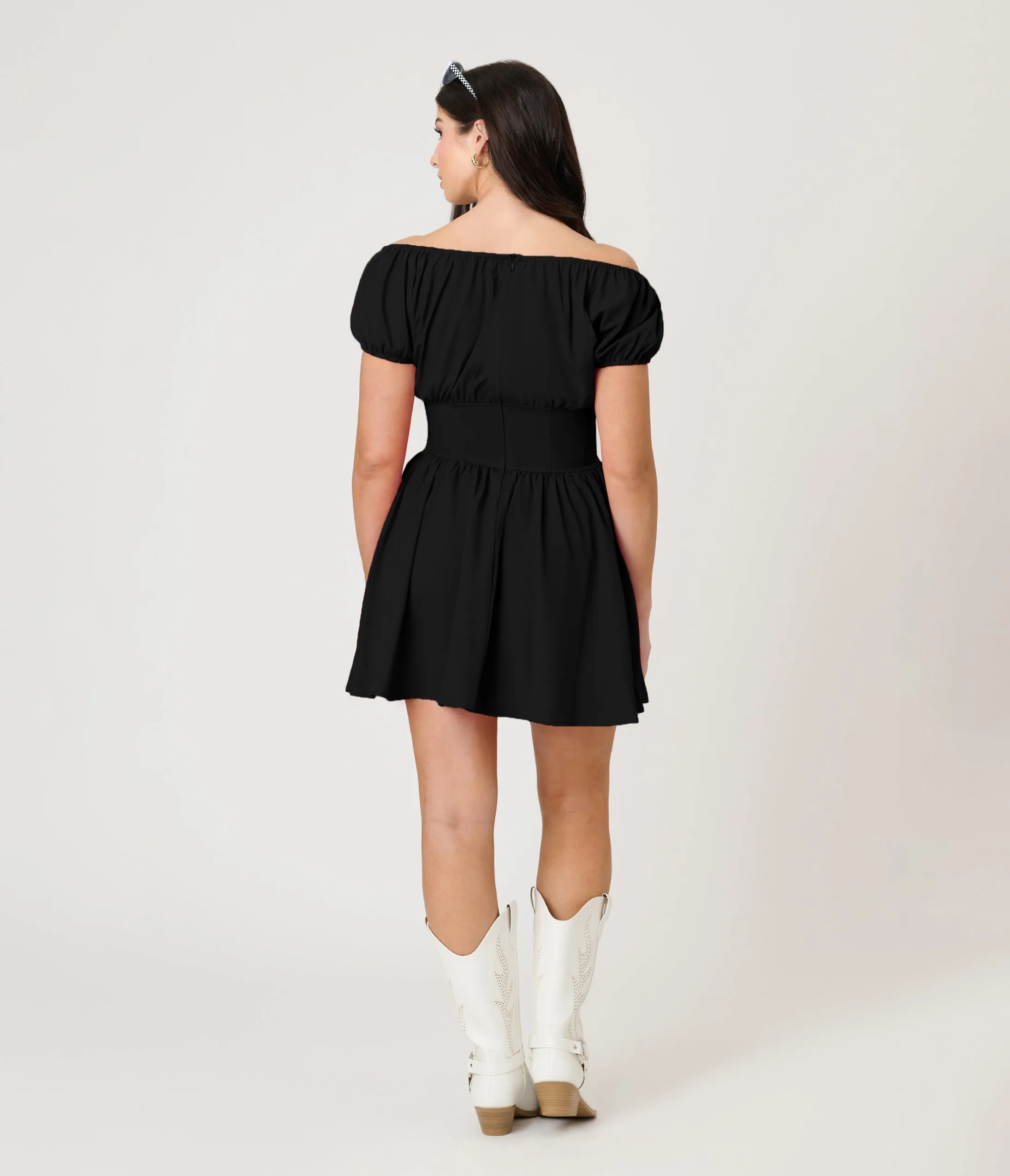 Black Off The Shoulder Mini Dress sold by Unique Vintage product image thumbnail 2