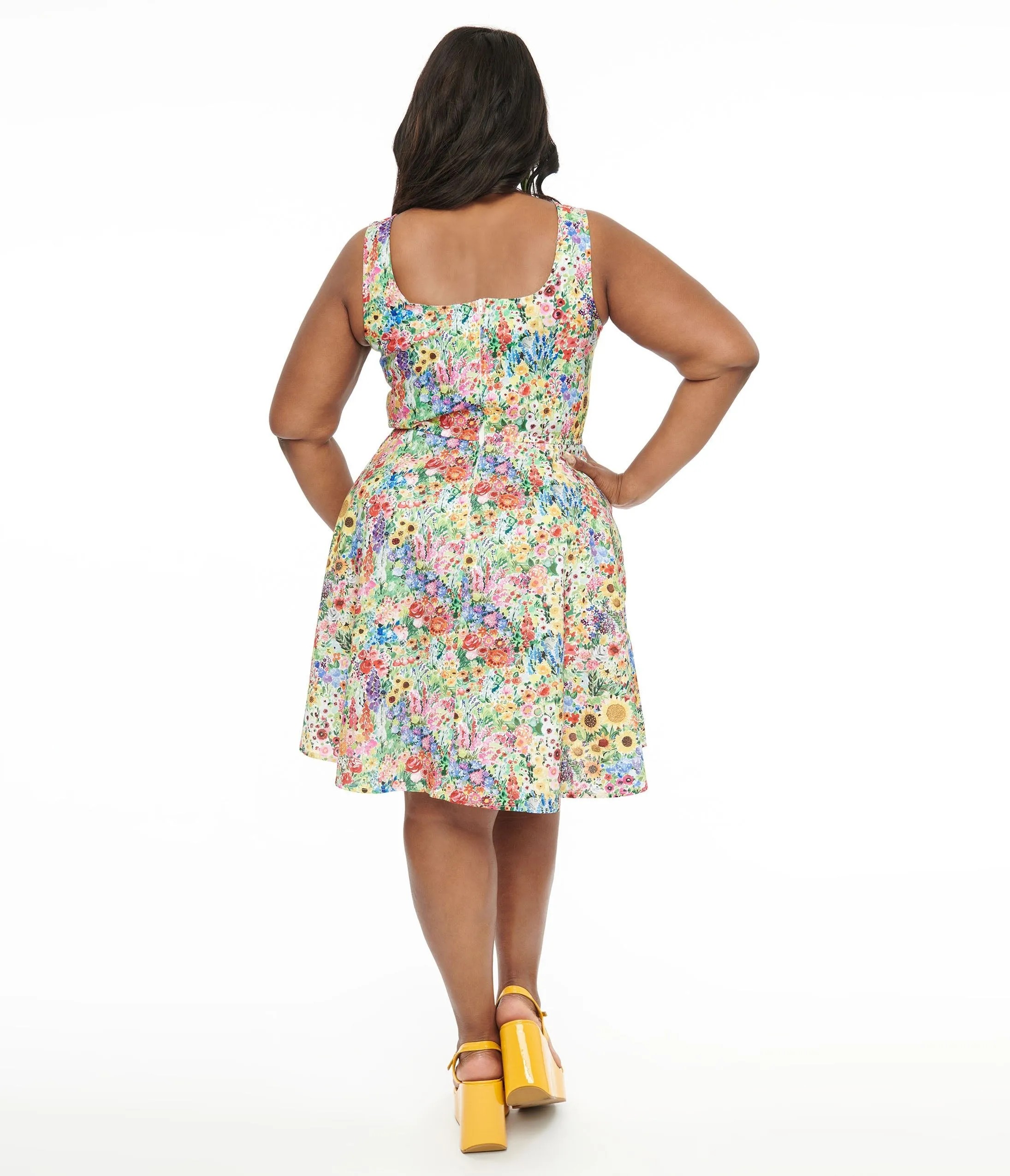 Retrolicious Plus Size 1950s Vintage Style Rainbow Floral Cotton Swing Dress sold by Unique Vintage product image thumbnail 2