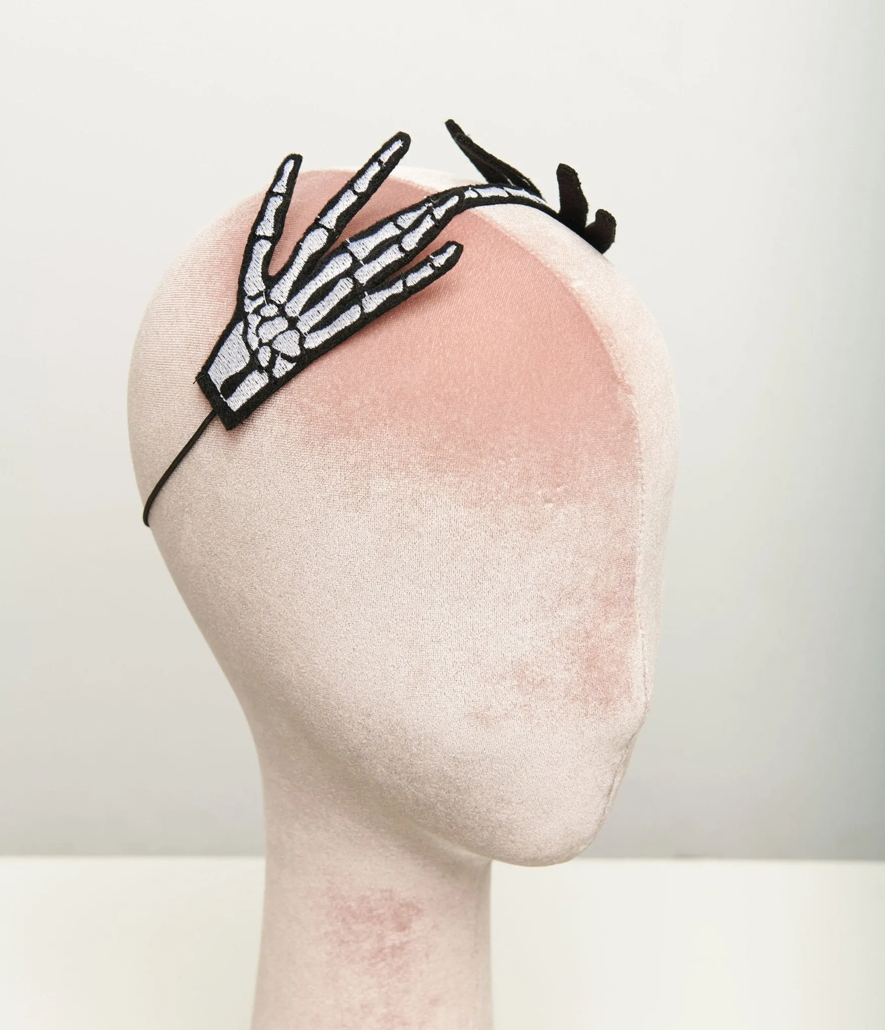 White & Black Embroidered Skeleton Hand Headband sold by Unique Vintage product image thumbnail 3