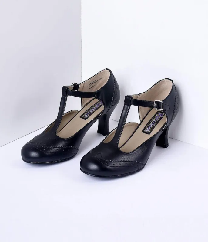 1920s Black T-Strap Mary Jane Heels sold by Unique Vintage