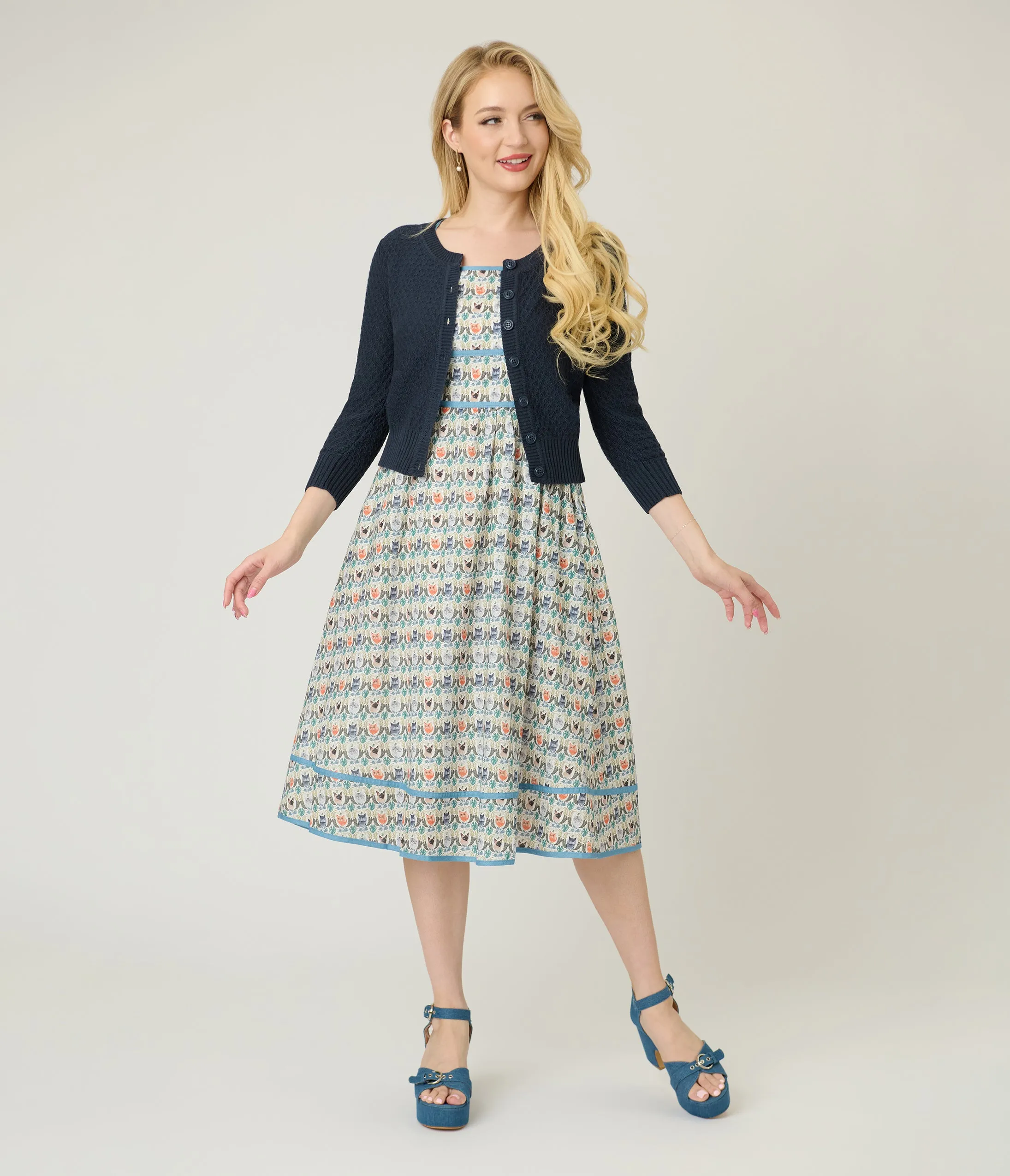 Retro Style Navy Crochet Cardigan sold by Unique Vintage product image thumbnail 4