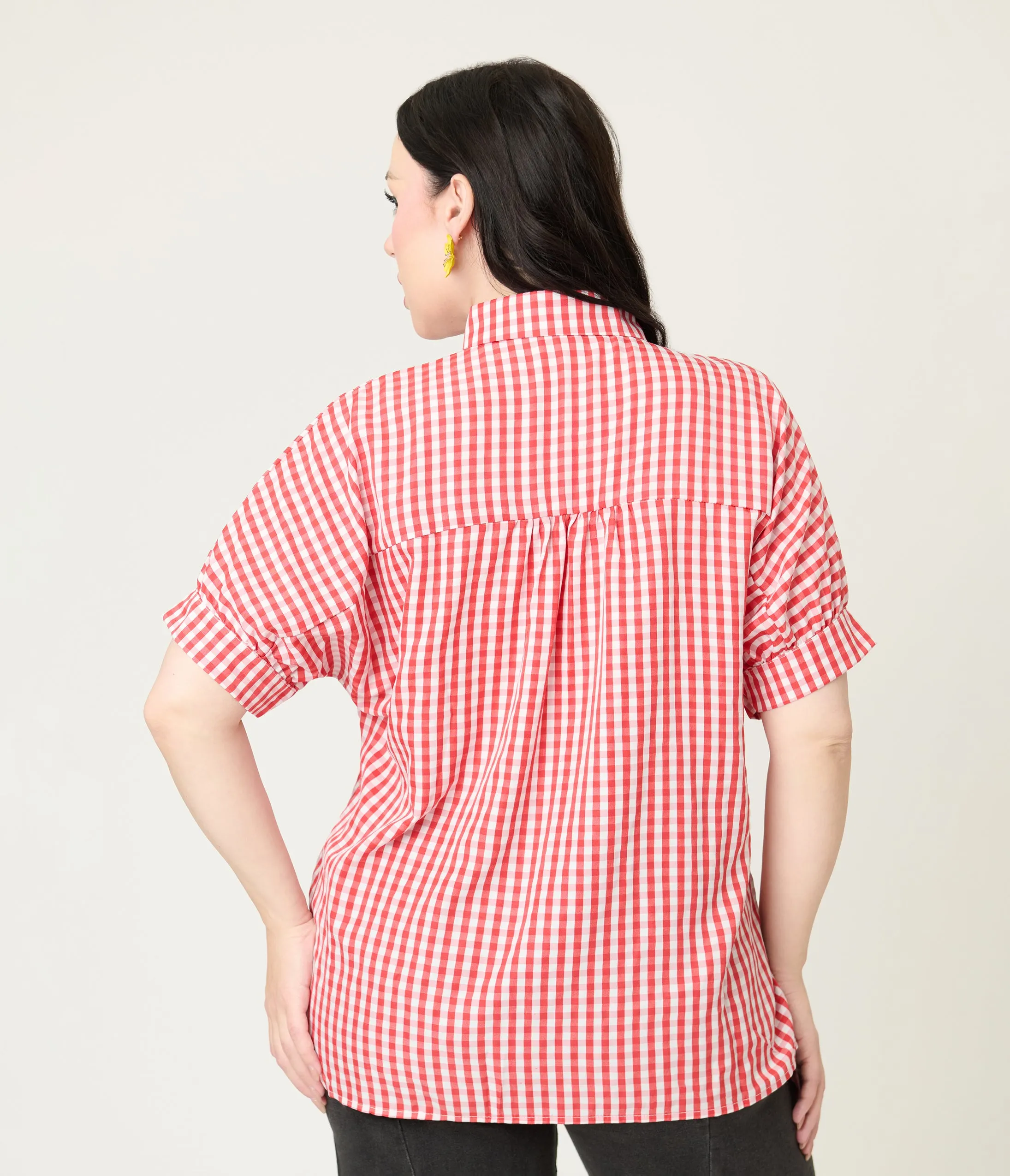 Red Plaid Button Up Blouse sold by Unique Vintage product image thumbnail 4