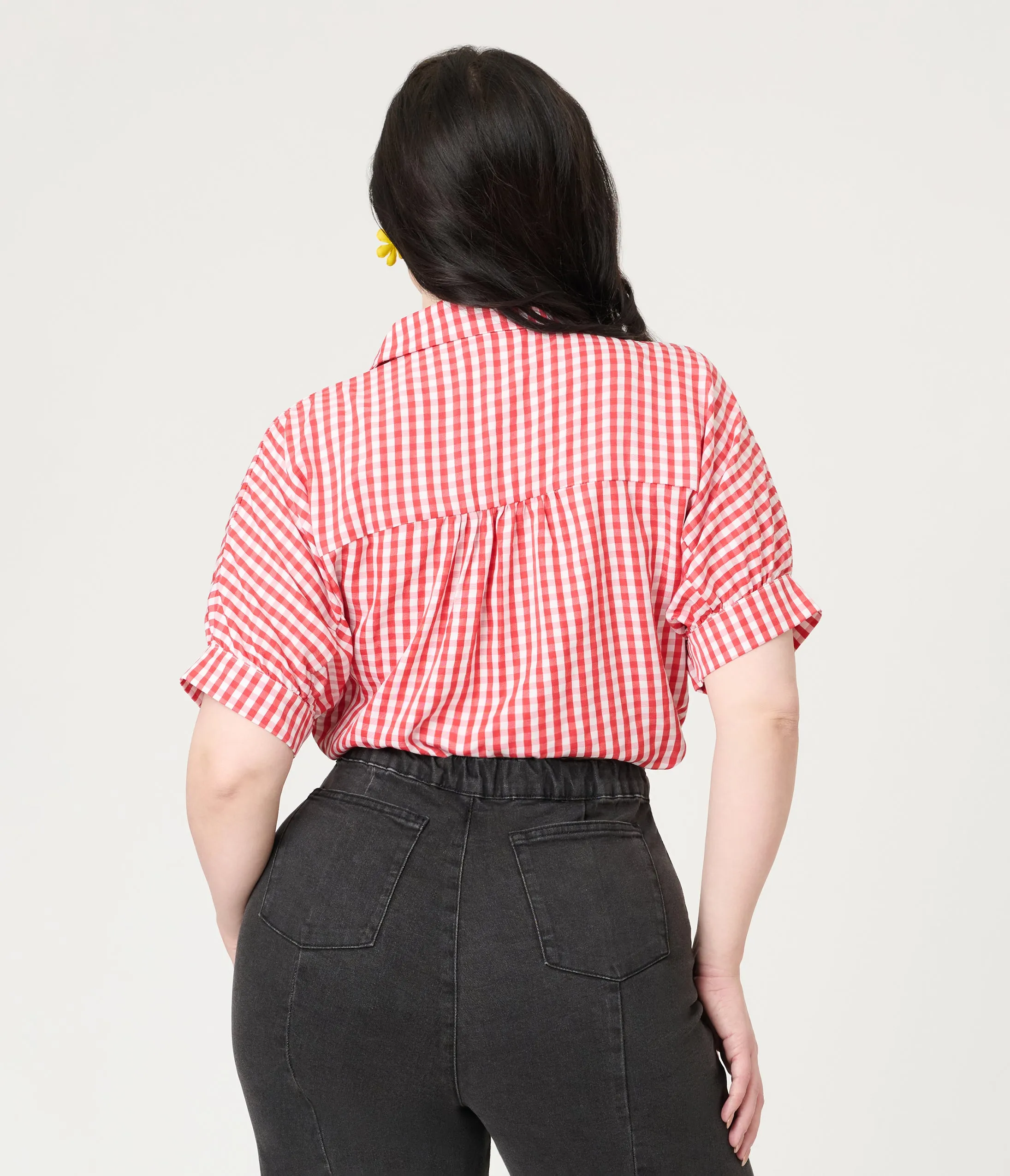 Red Plaid Button Up Blouse sold by Unique Vintage product image thumbnail 2