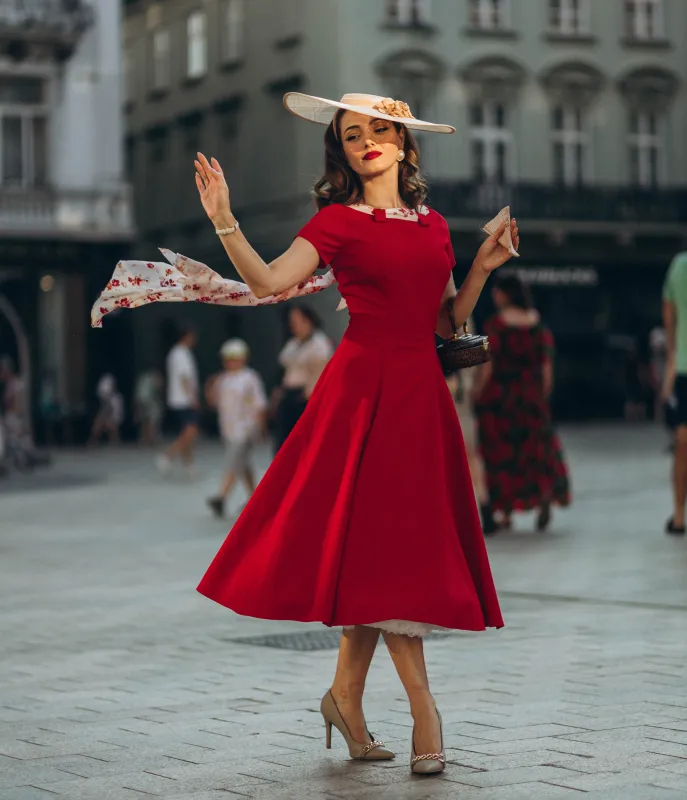 Heart My Closet 1950s Red Lucy Swing Dress sold by Unique Vintage