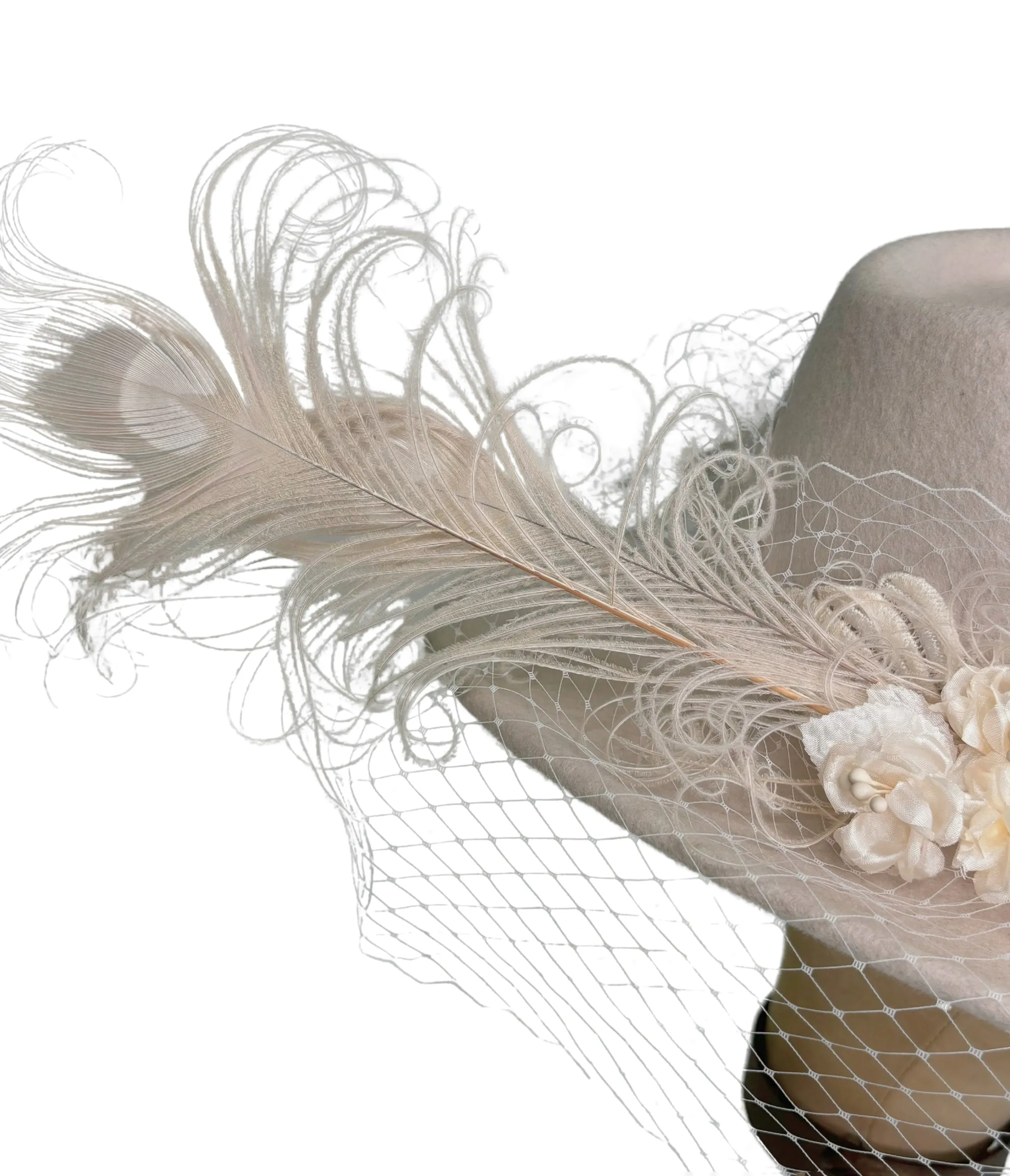 Kathy Jeanne Creme Floral Veiled Hat sold by Unique Vintage product image thumbnail 4