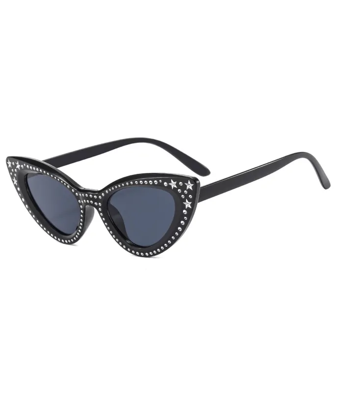 Black Diamond Encrusted Cat Eye Sunglasses sold by Unique Vintage