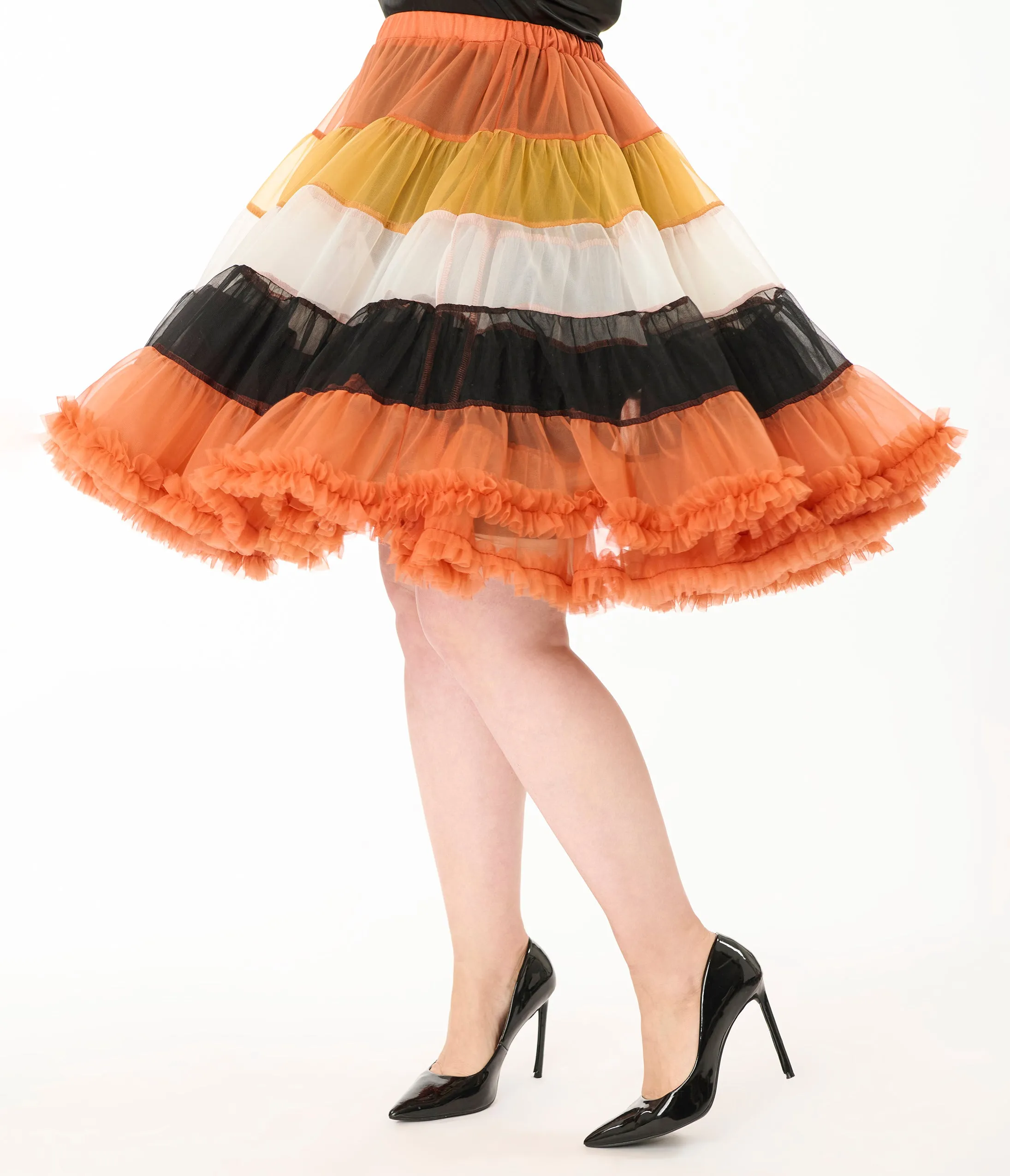 Unique Vintage Plus Size 1950s Style Candy Corn Stripe Ruffled Petticoat Crinoline sold by Unique Vintage product image thumbnail 3