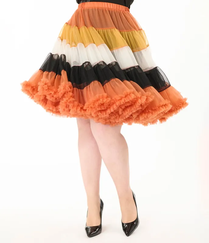 Unique Vintage Plus Size 1950s Style Candy Corn Stripe Ruffled Petticoat Crinoline sold by Unique Vintage