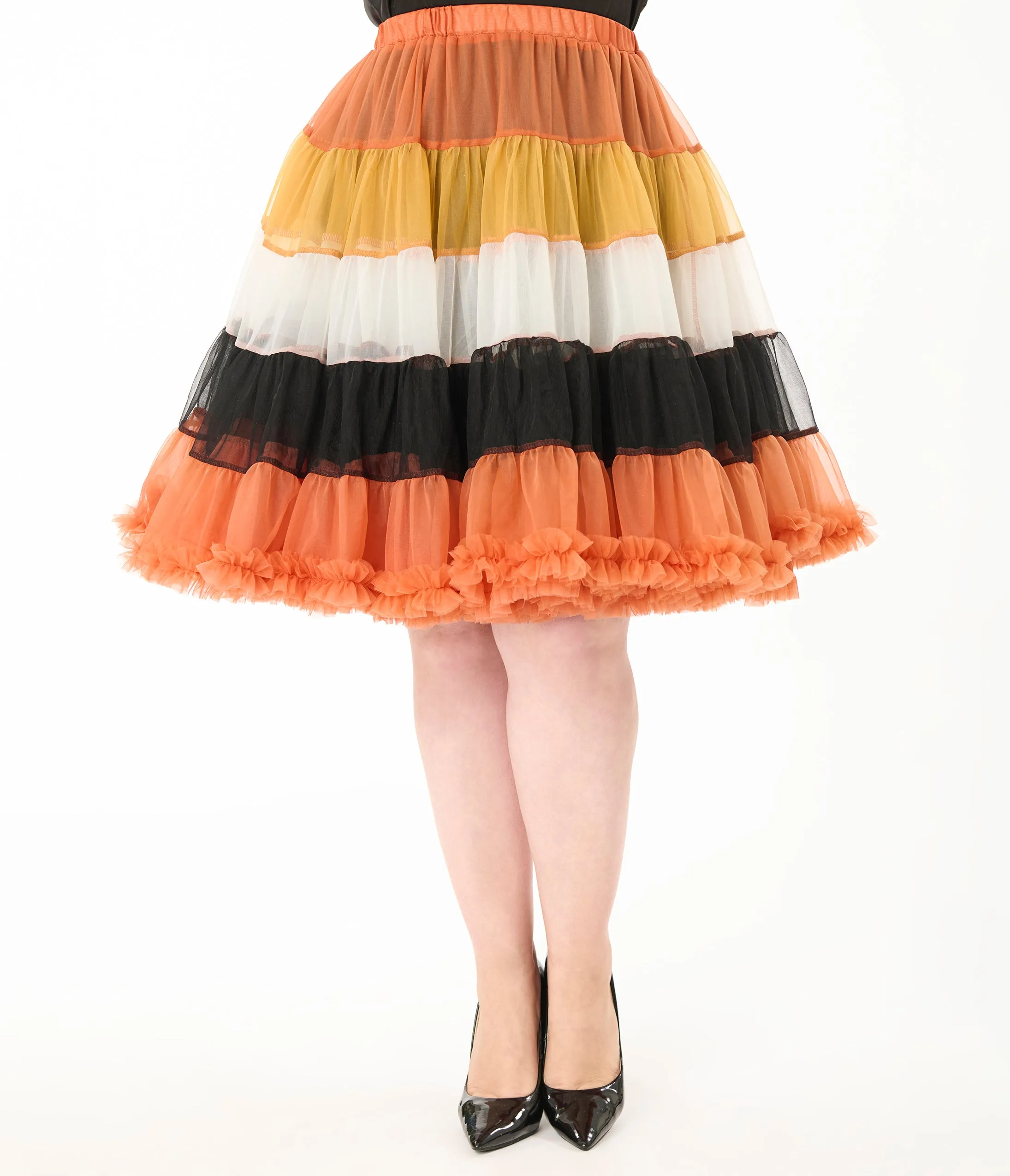Unique Vintage Plus Size 1950s Style Candy Corn Stripe Ruffled Petticoat Crinoline sold by Unique Vintage product image thumbnail 2
