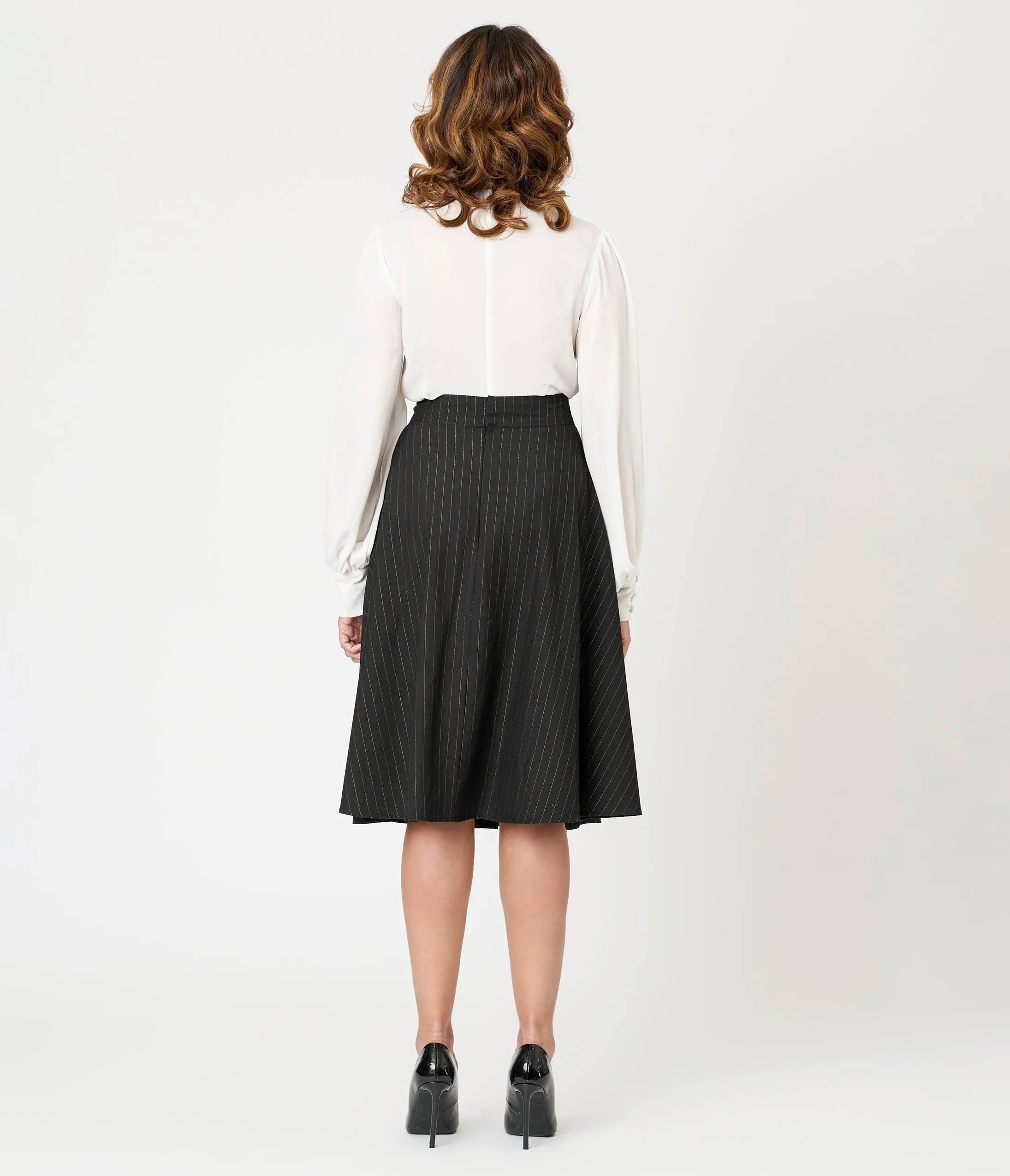 Unique Vintage Black & Gold Stripe Vivian Swing Skirt sold by Unique Vintage product image thumbnail 3