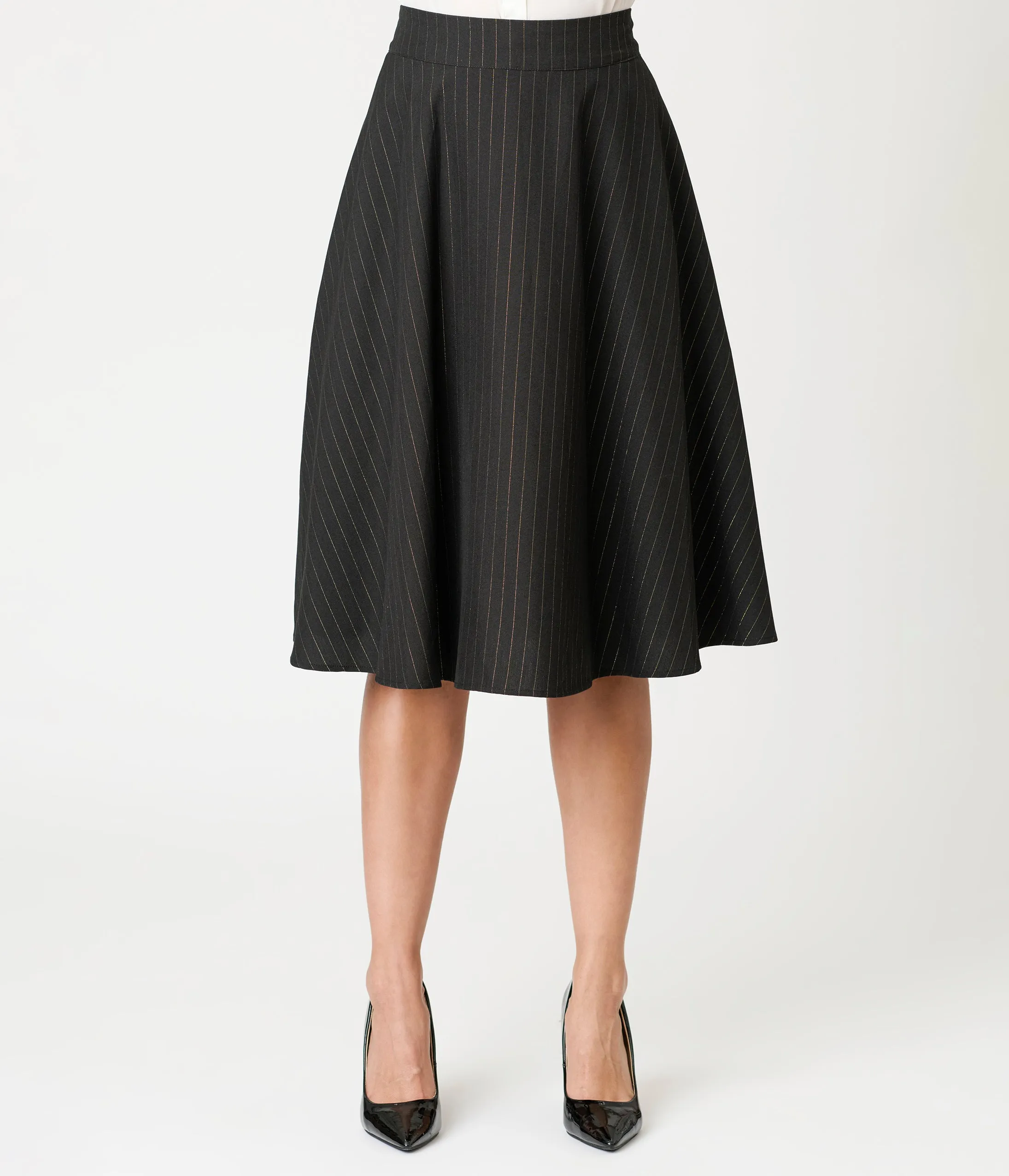 Unique Vintage Black & Gold Stripe Vivian Swing Skirt sold by Unique Vintage product image thumbnail 2