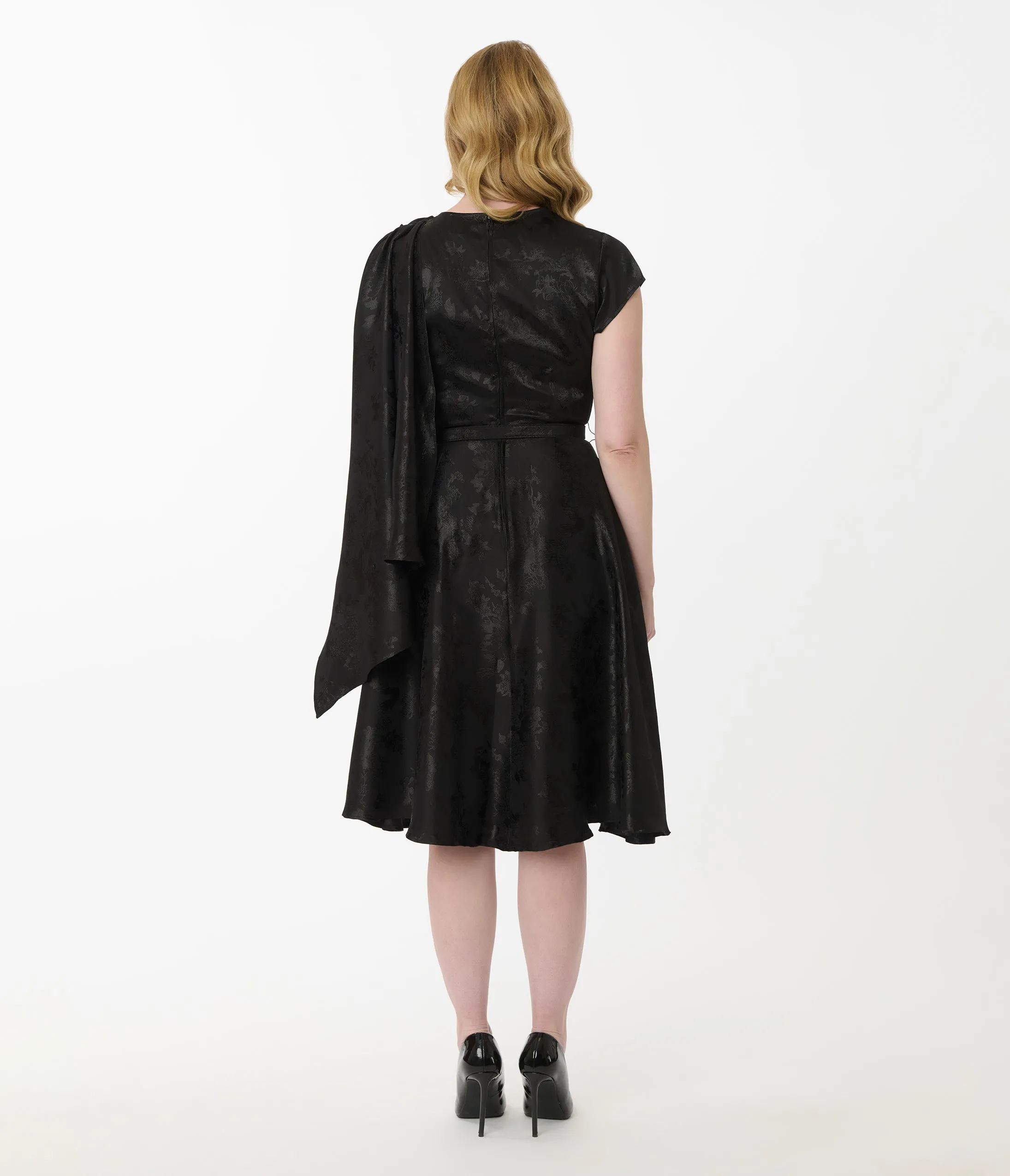 Unique Vintage Black Jacquard Sash Swing Dress sold by Unique Vintage product image thumbnail 3