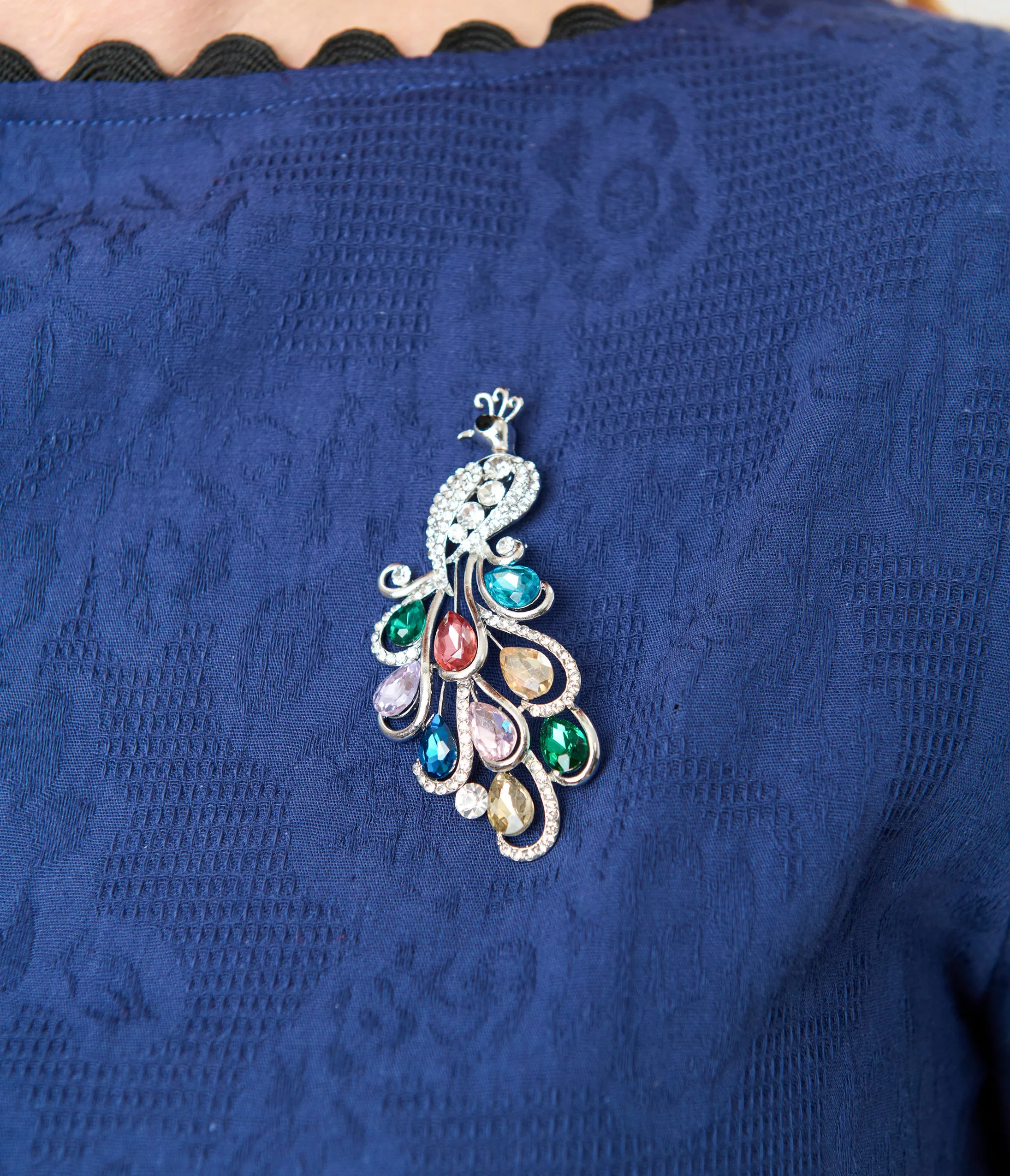 Unique Vintage Plus Size Navy & Black Peacock Cotton Swing Dress sold by Unique Vintage product image thumbnail 5