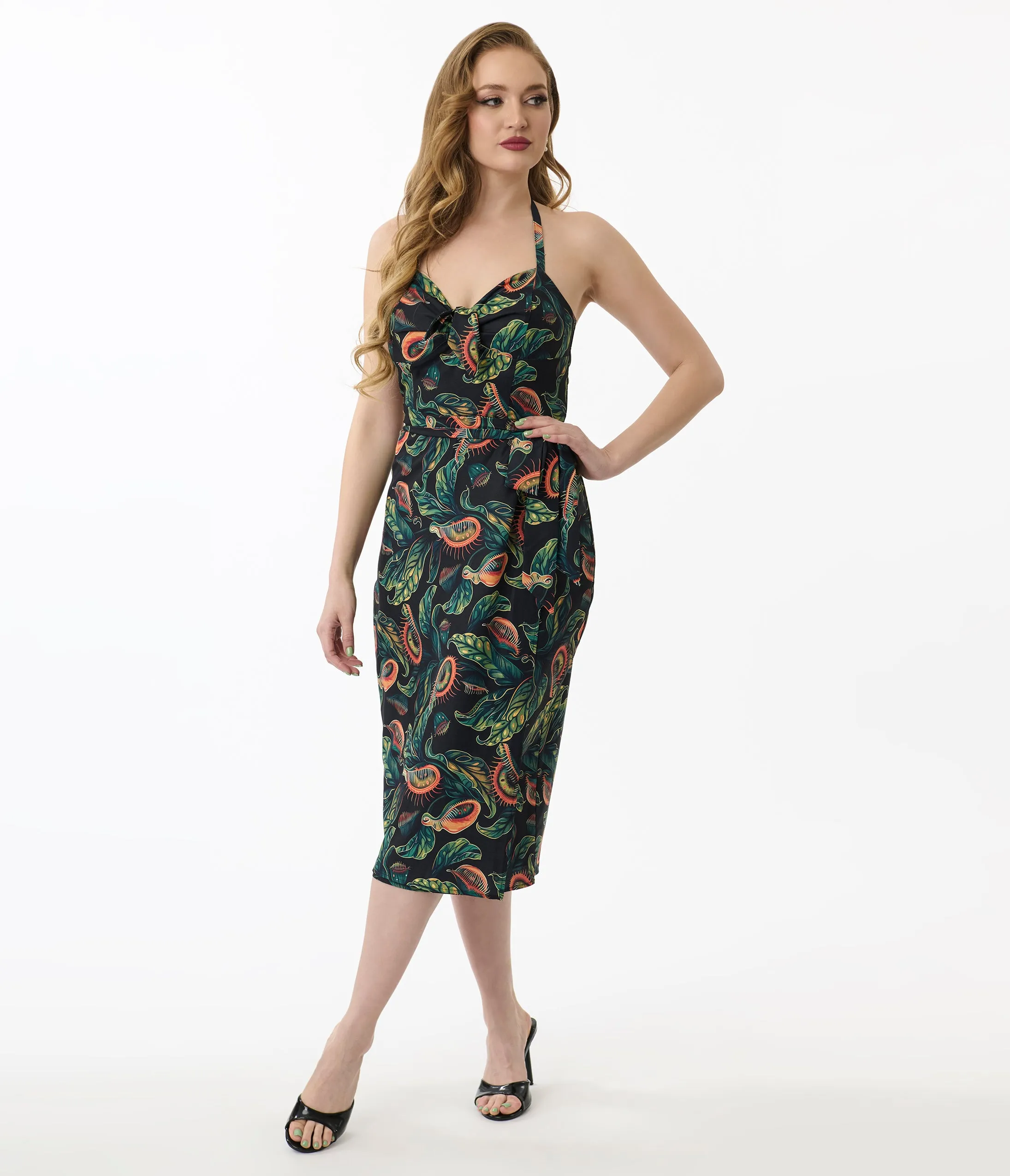 Unique Vintage Green Venus Fly Trap Leilani Sarong Dress sold by Unique Vintage product image thumbnail 4