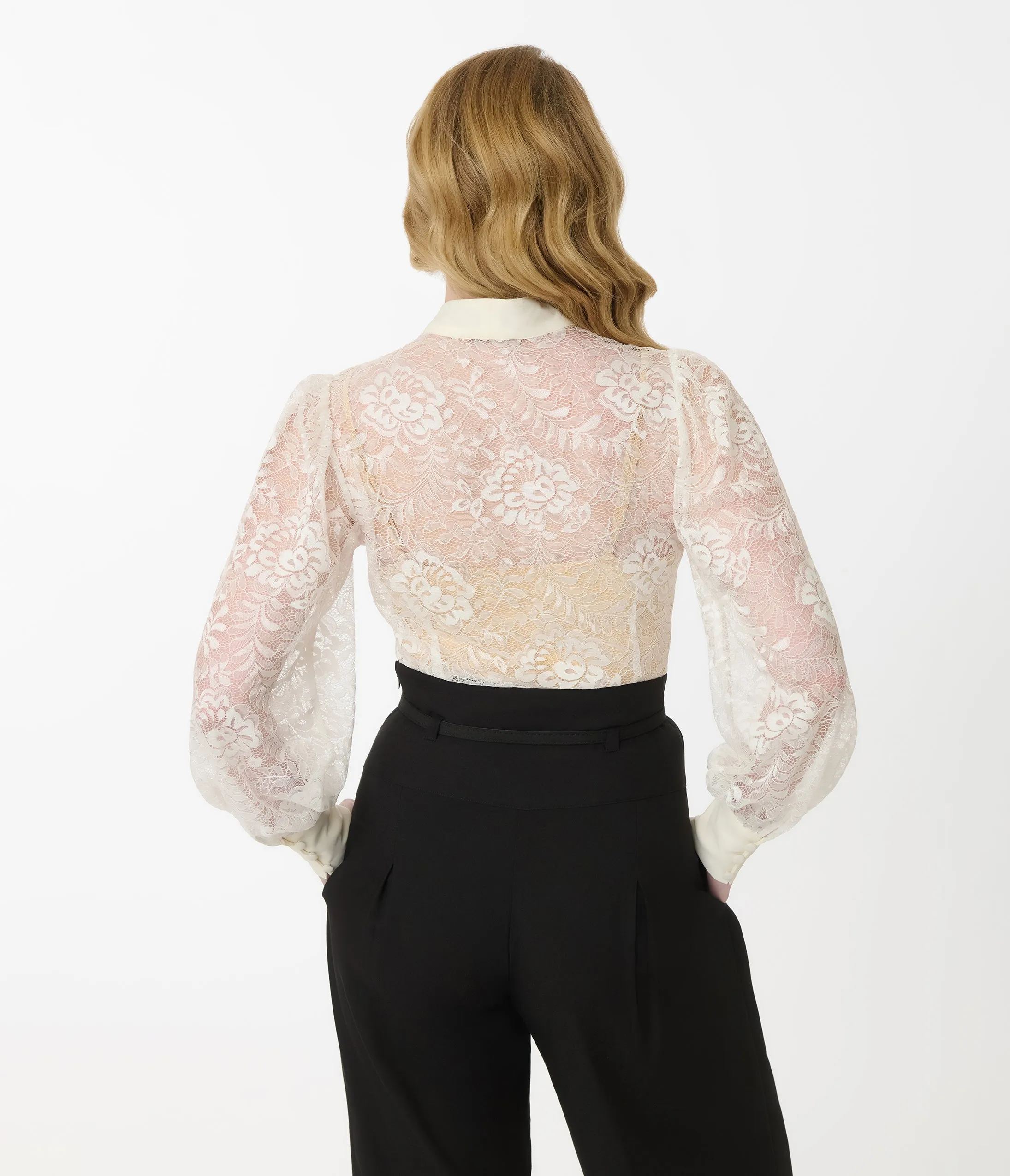 Unique Vintage Ivory Lace Gwen Blouse sold by Unique Vintage product image thumbnail 3