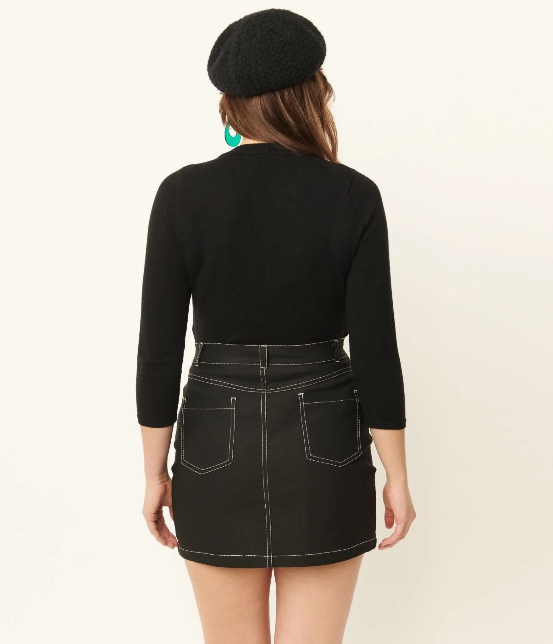 Unique Vintage 1950s Black & Spider Embroidered Bookworm Cardigan sold by Unique Vintage product image thumbnail 2