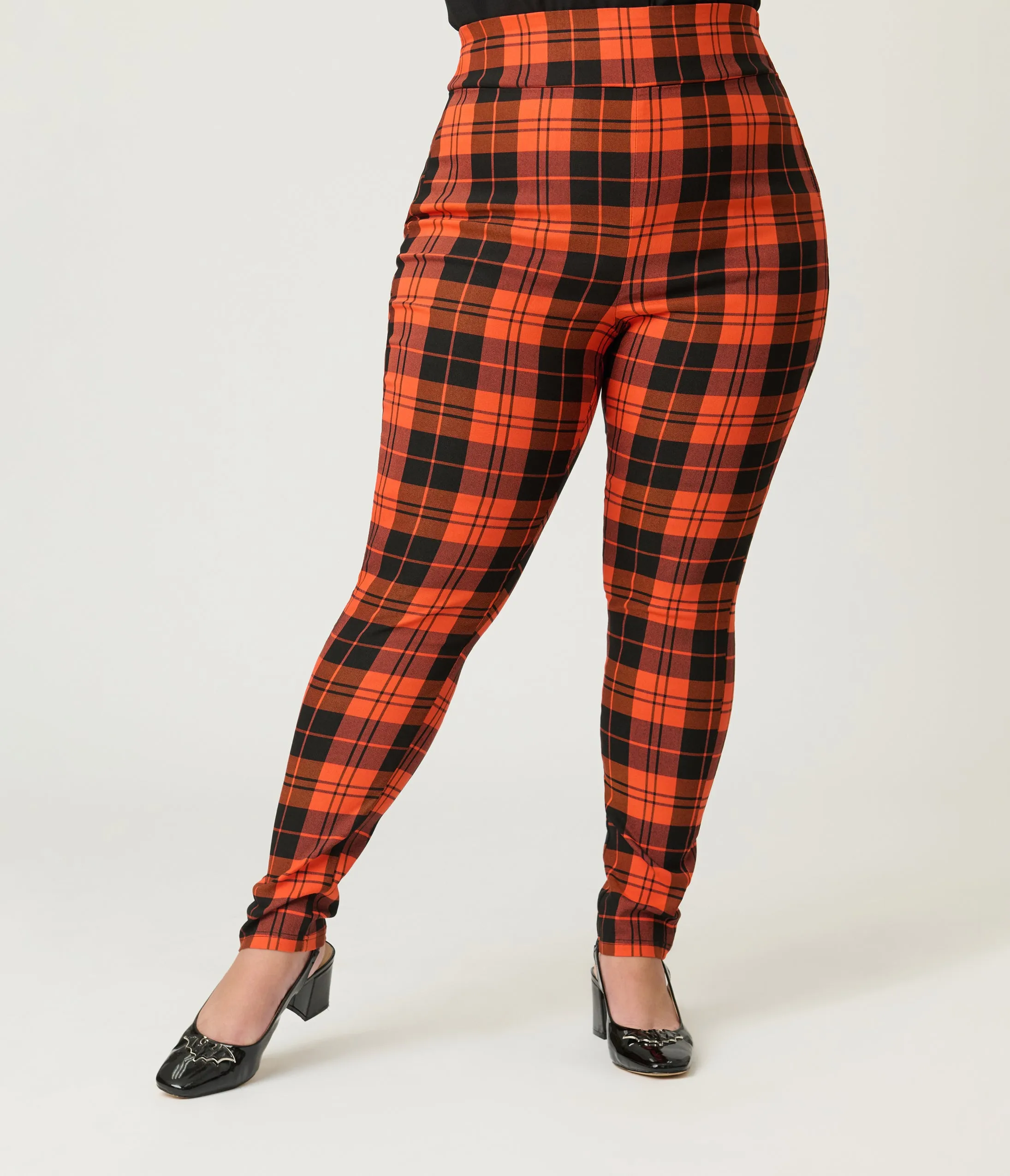 Unique Vintage Plus Size Orange Plaid Rizzo Cigarette Pants sold by Unique Vintage product image thumbnail 2