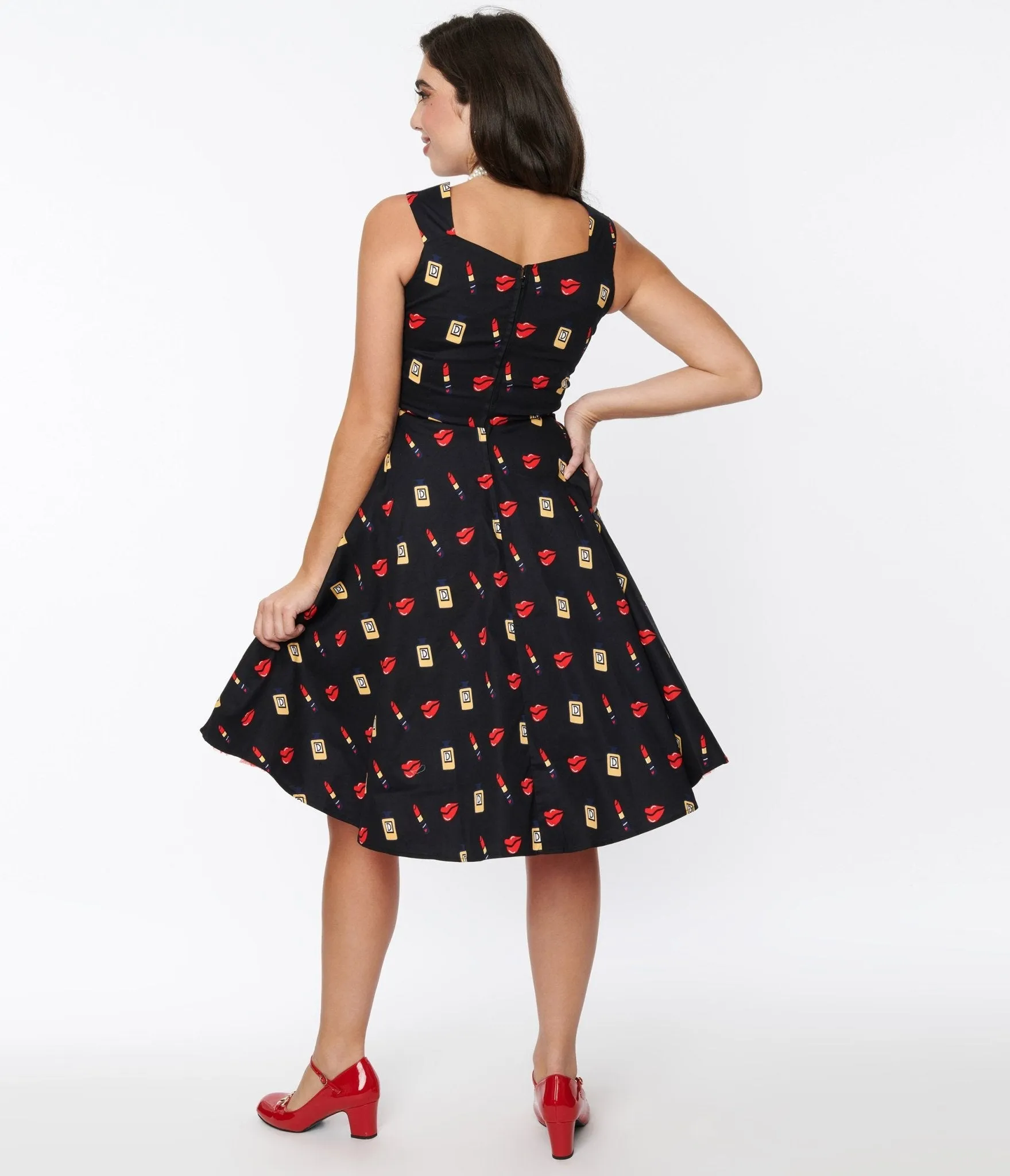 Black Makeup Print Swing Dress sold by Unique Vintage product image thumbnail 3
