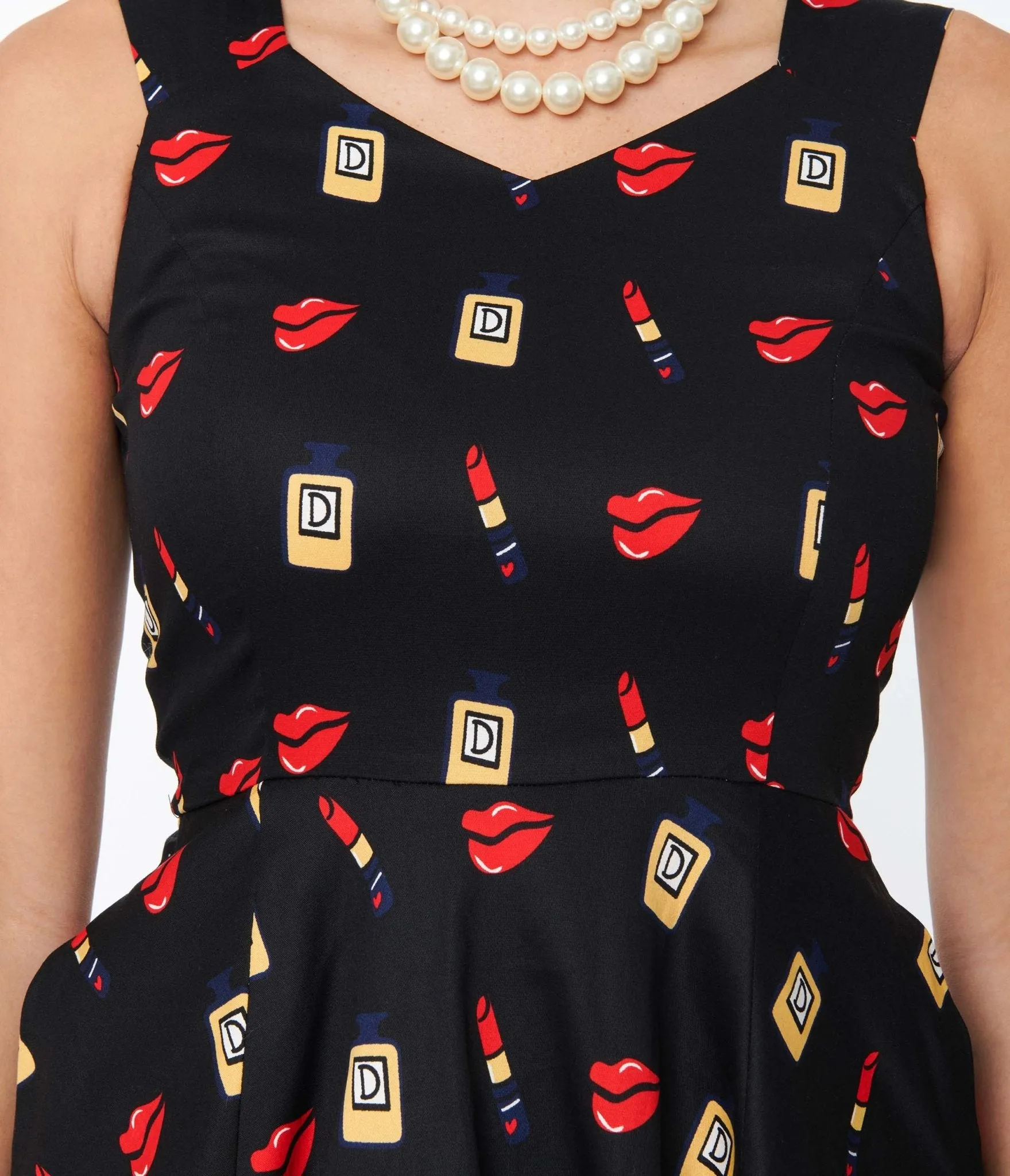 Black Makeup Print Swing Dress sold by Unique Vintage product image thumbnail 2