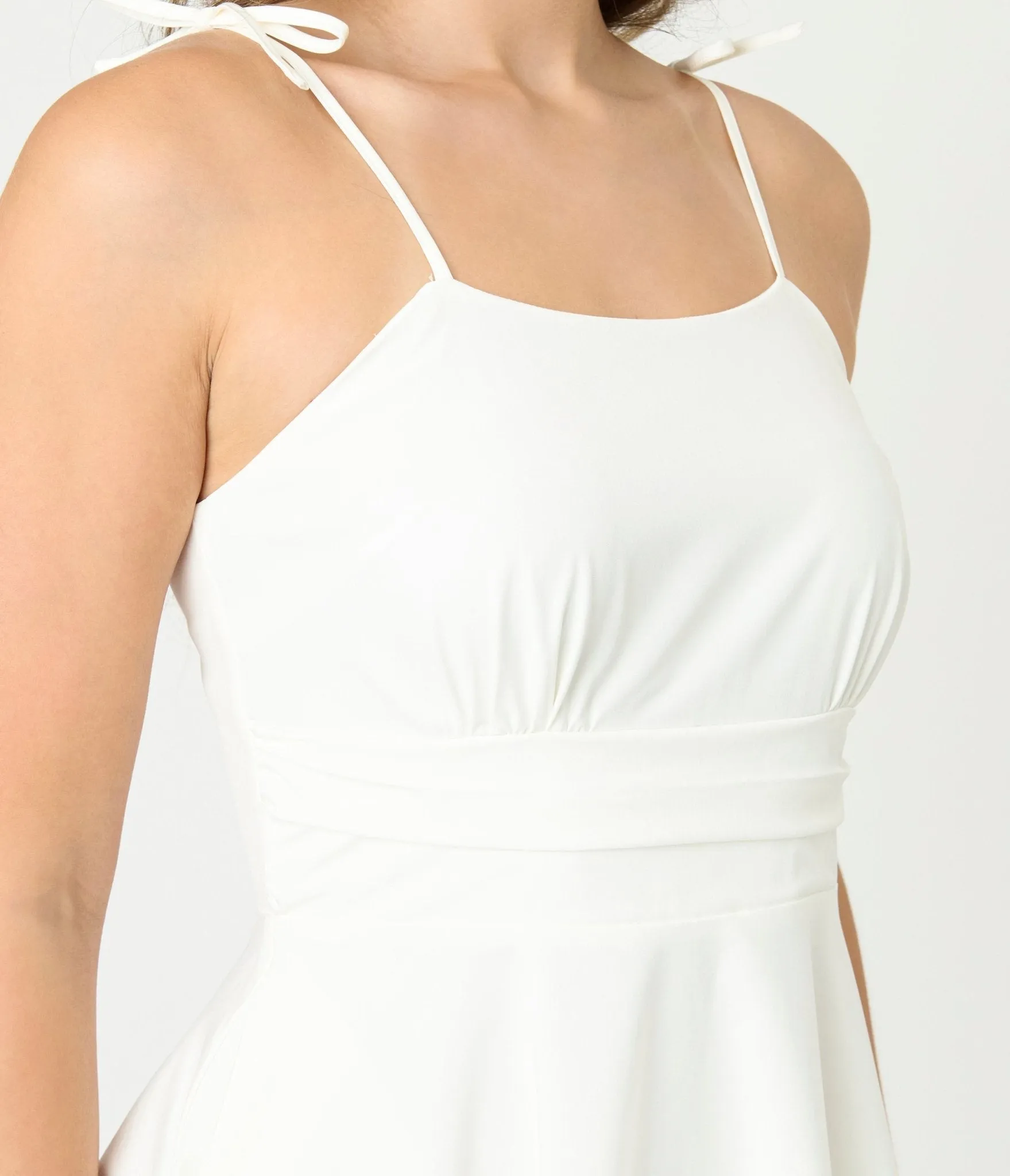 White Tea Length Fit & Flare Dress sold by Unique Vintage product image thumbnail 5