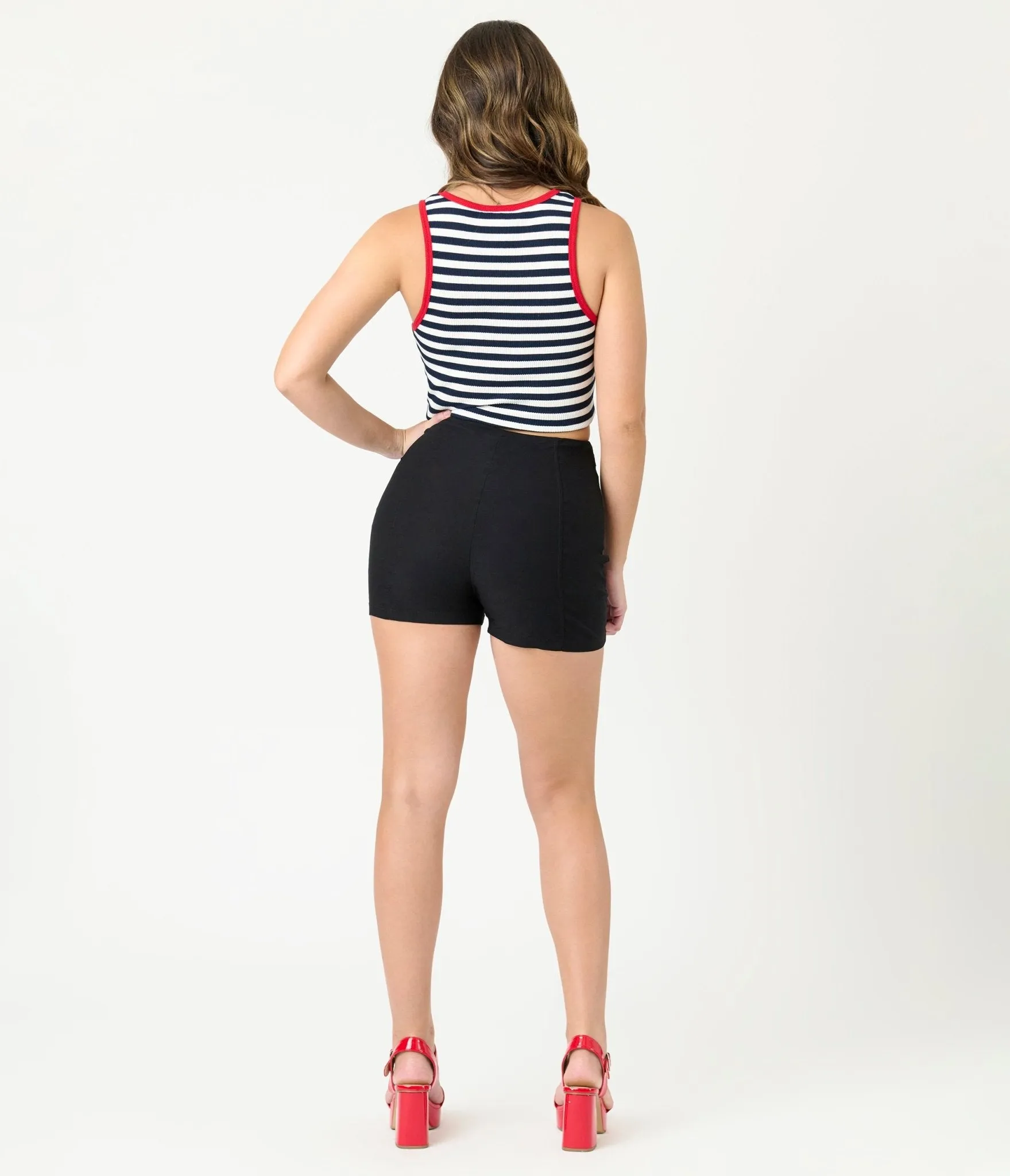 Black High Waisted Sailor Shorts sold by Unique Vintage product image thumbnail 3