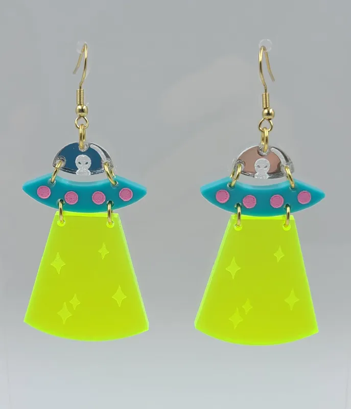 Alien Spaceship Earrings sold by Unique Vintage