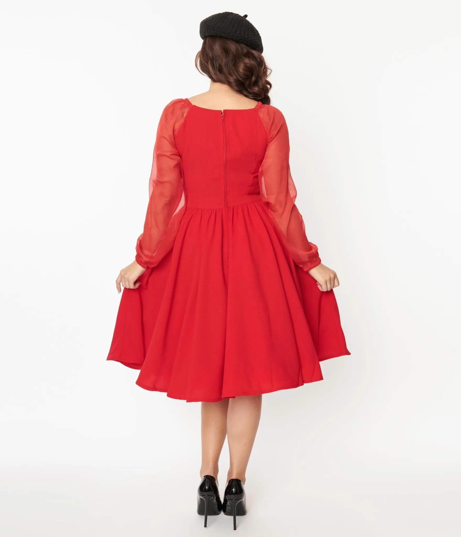 Red Chiffon Swing Dress sold by Unique Vintage product image thumbnail 2