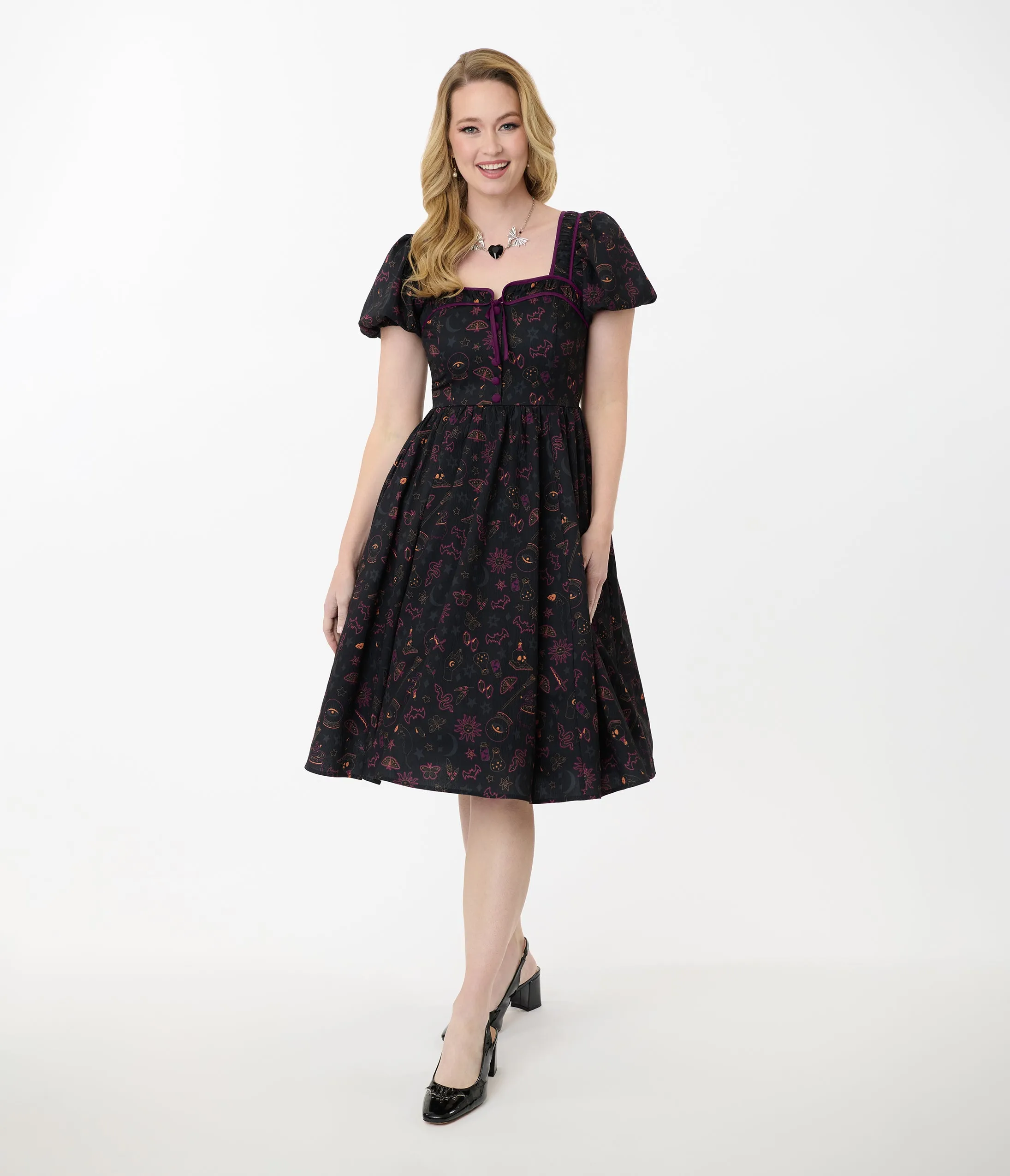 Unique Vintage Mystical Icons Button Front Swing Dress sold by Unique Vintage product image thumbnail 4
