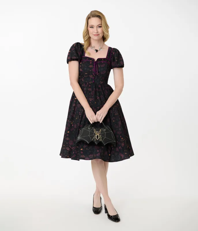 Unique Vintage Mystical Icons Button Front Swing Dress sold by Unique Vintage