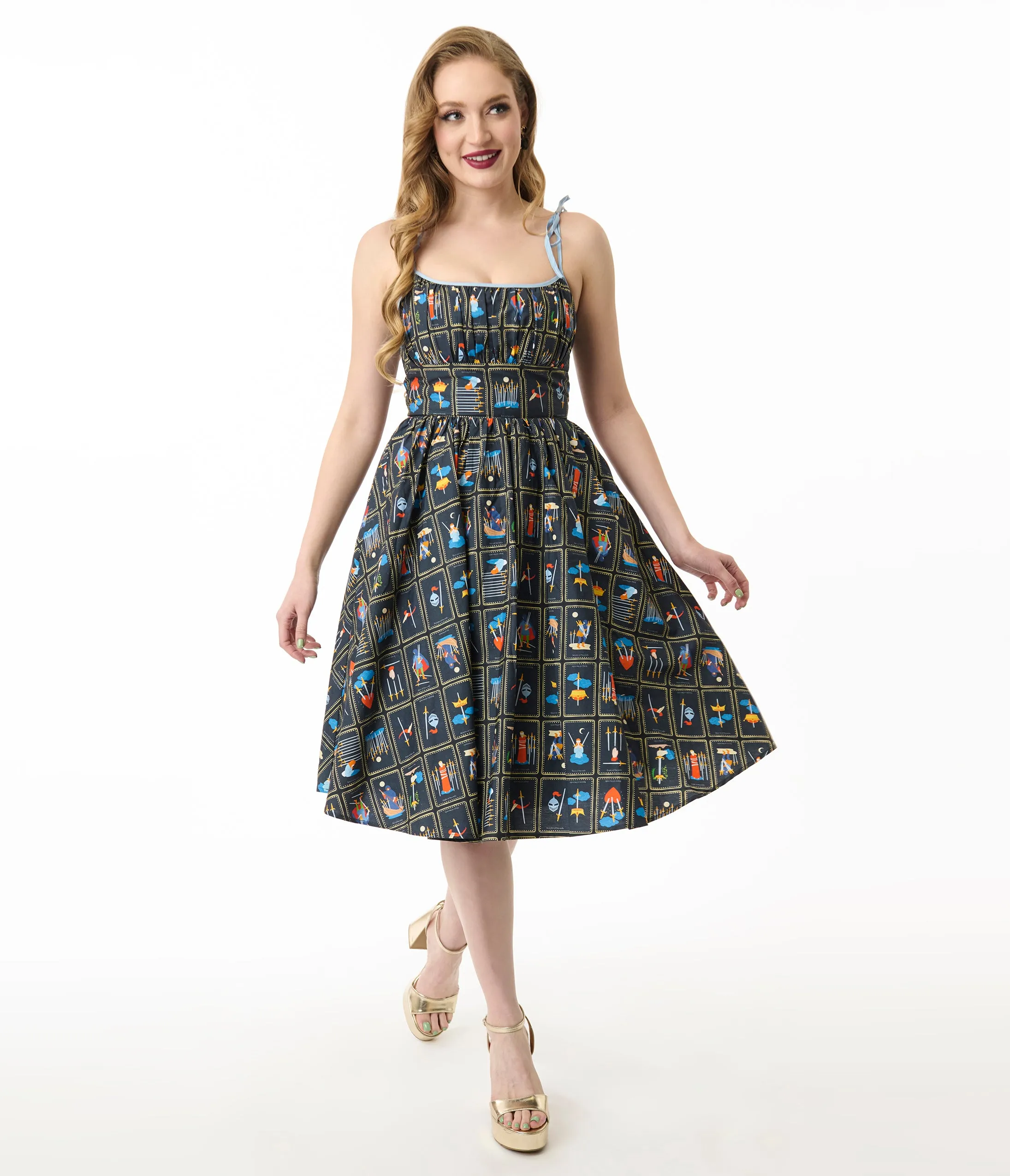 Unique Vintage Tarot Cards Sleeveless Cotton Swing Dress sold by Unique Vintage