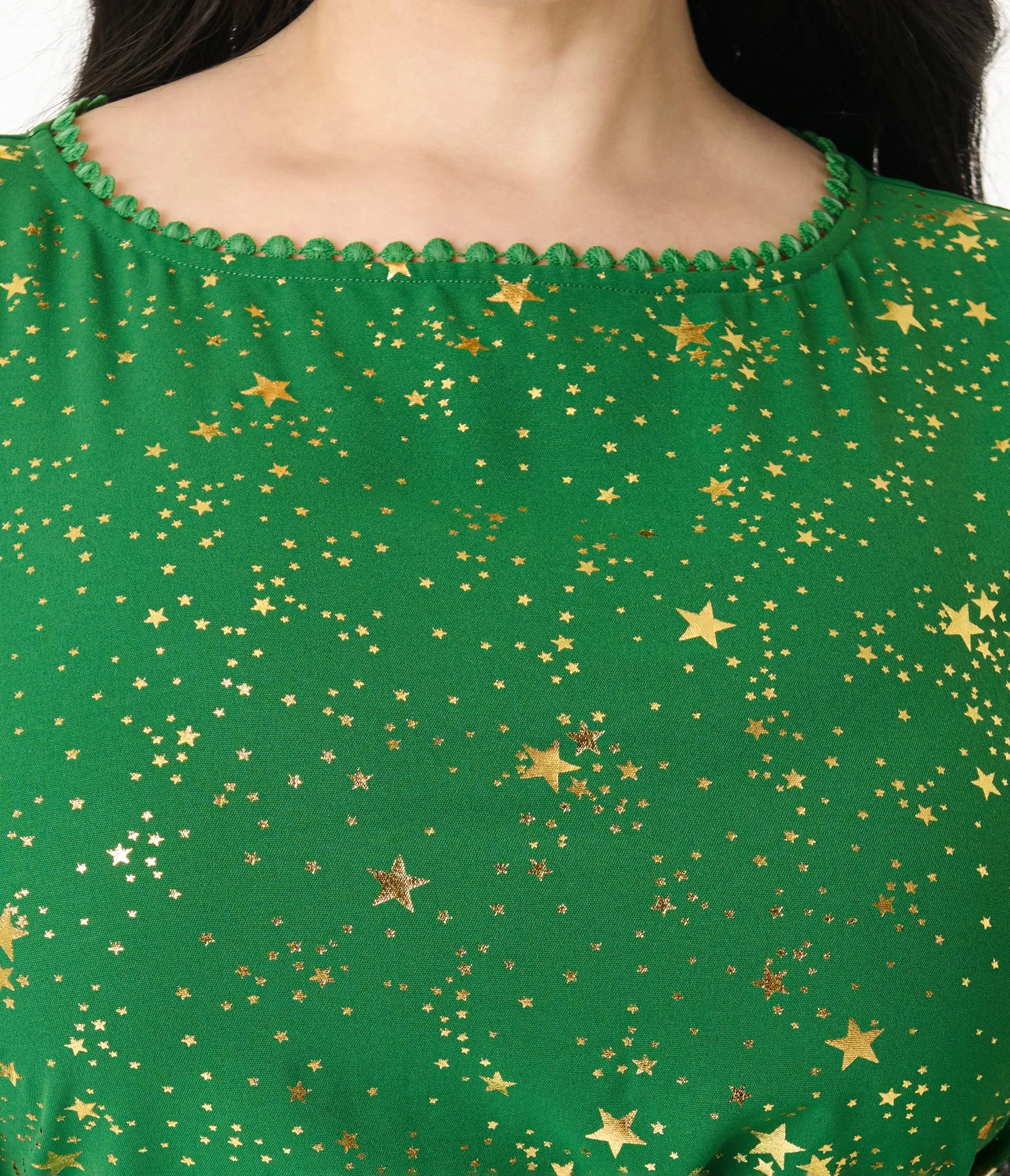 Unique Vintage Plus Size Green & Gold Star Swing Dress sold by Unique Vintage product image thumbnail 2