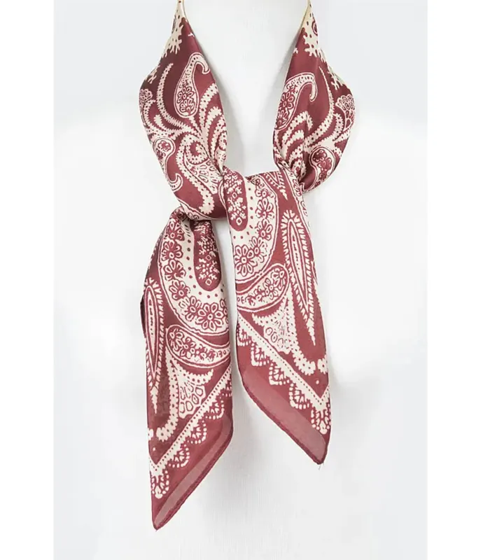 Burgundy Paisley Print Bandana sold by Unique Vintage