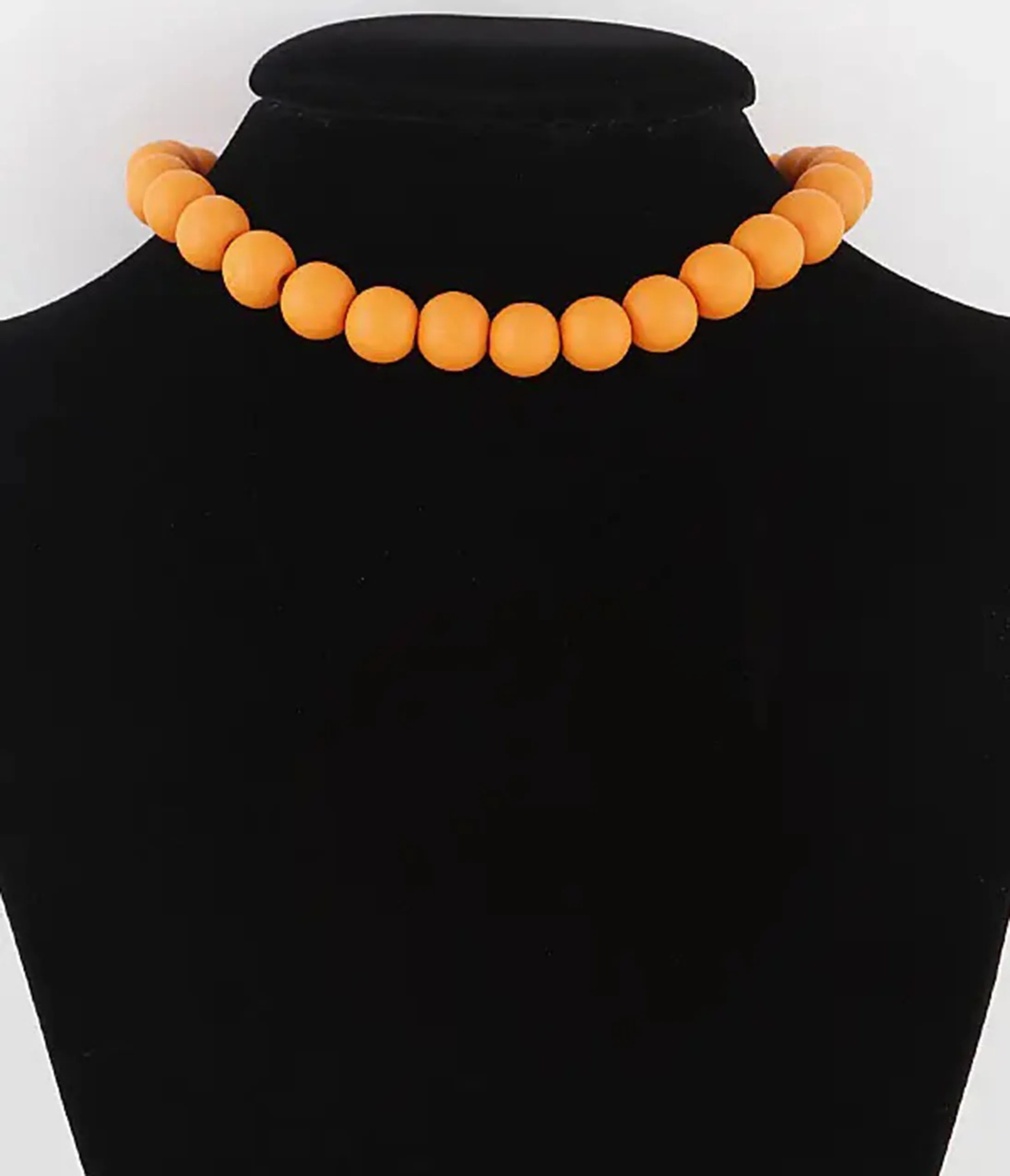 Orange Solid Beaded Choker Necklace sold by Unique Vintage