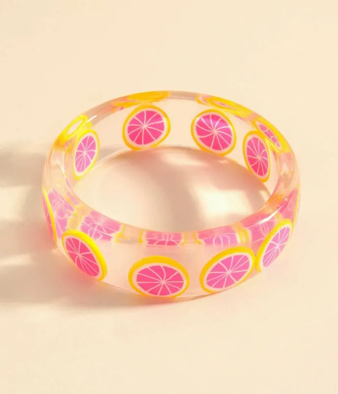 Grapefruit Summer Clear Bangle sold by Unique Vintage