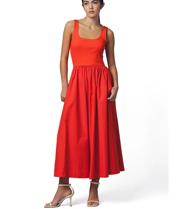 Coral Cotton One Way Tank Midi Dress sold by Unique Vintage