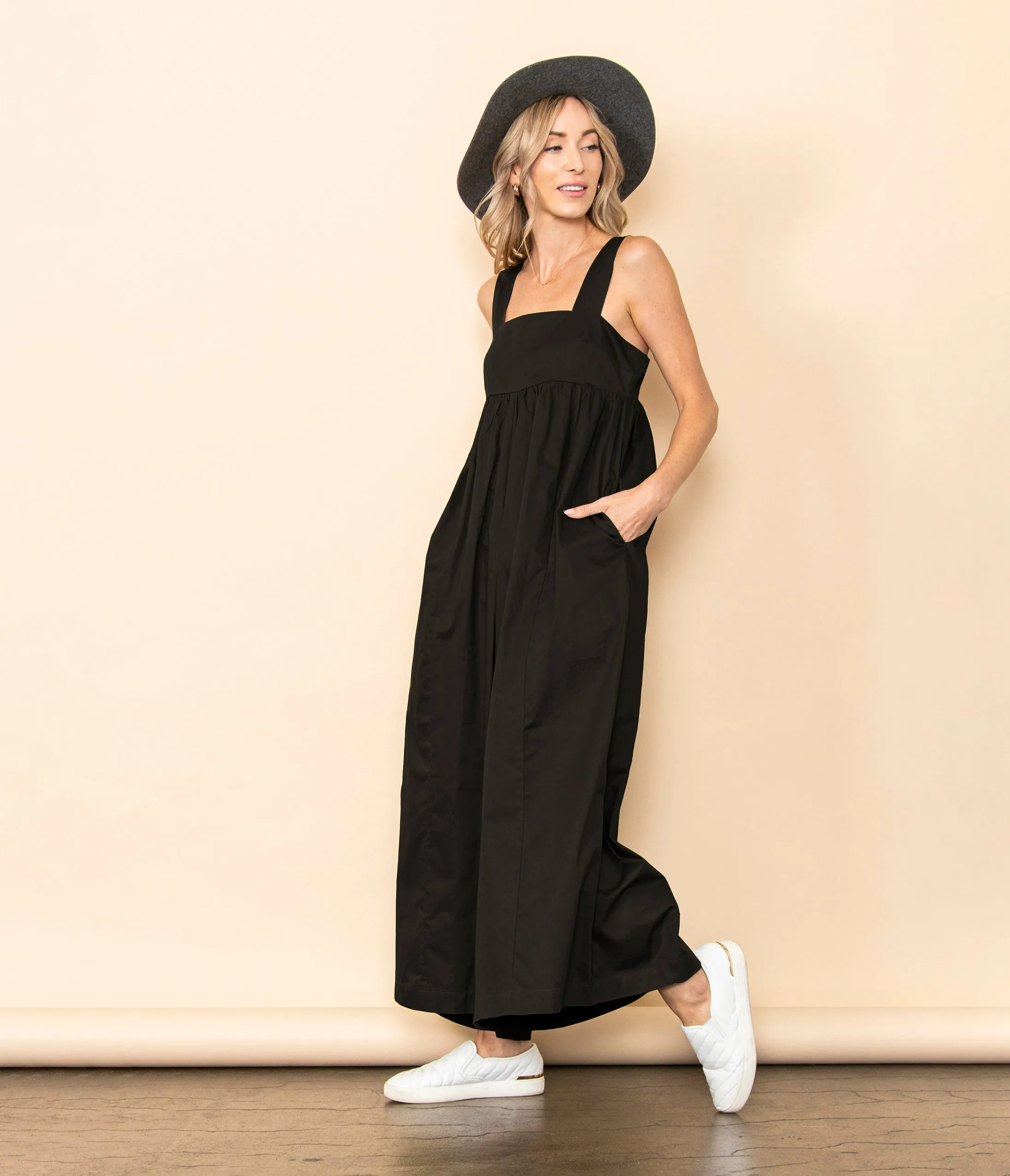 Black One Piece Poplin Jumpsuit sold by Unique Vintage product image thumbnail 4