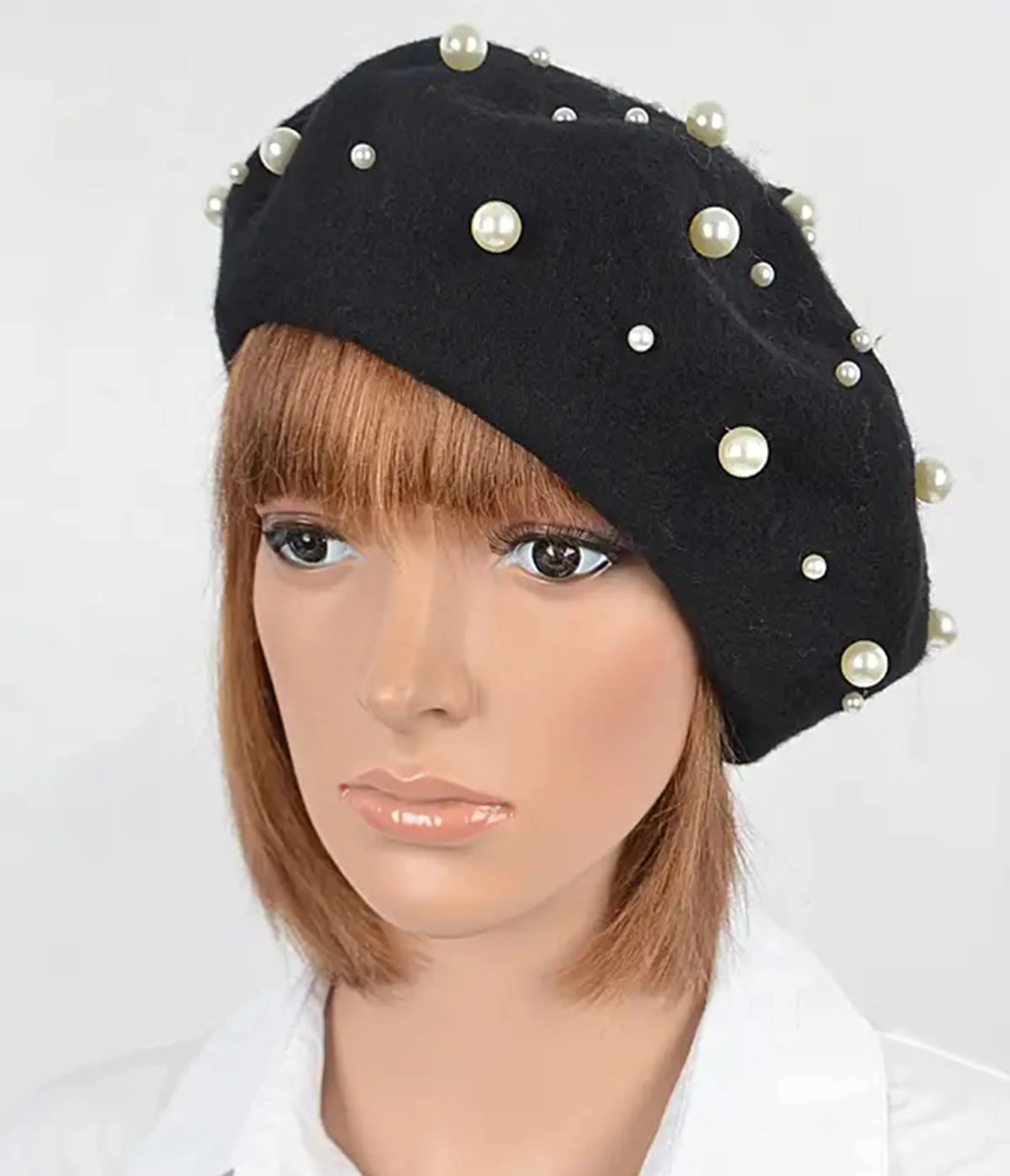 Black & Pearl Beret sold by Unique Vintage