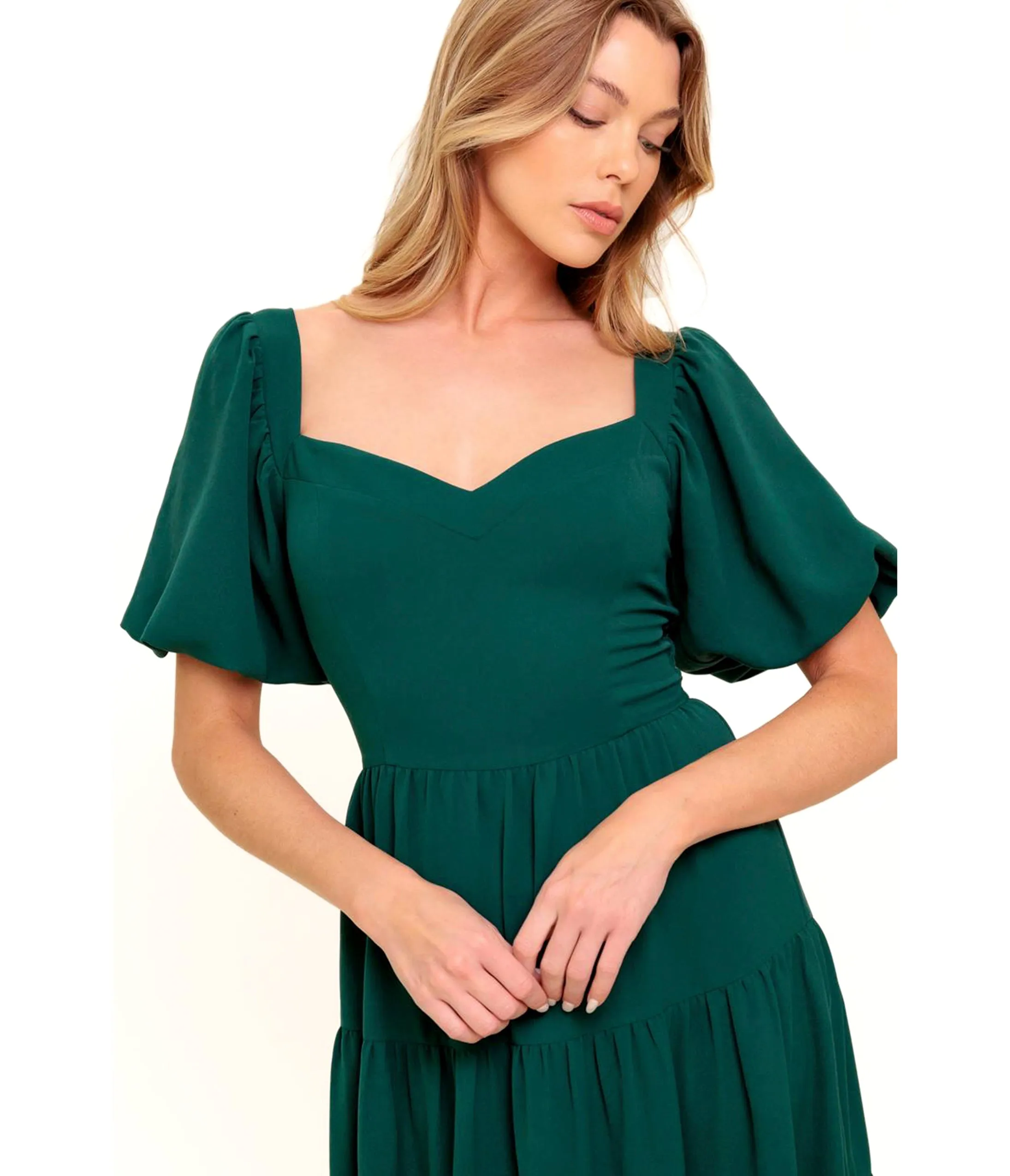 Hunter Green Ready When You Are Woven Midi Dress sold by Unique Vintage product image thumbnail 5