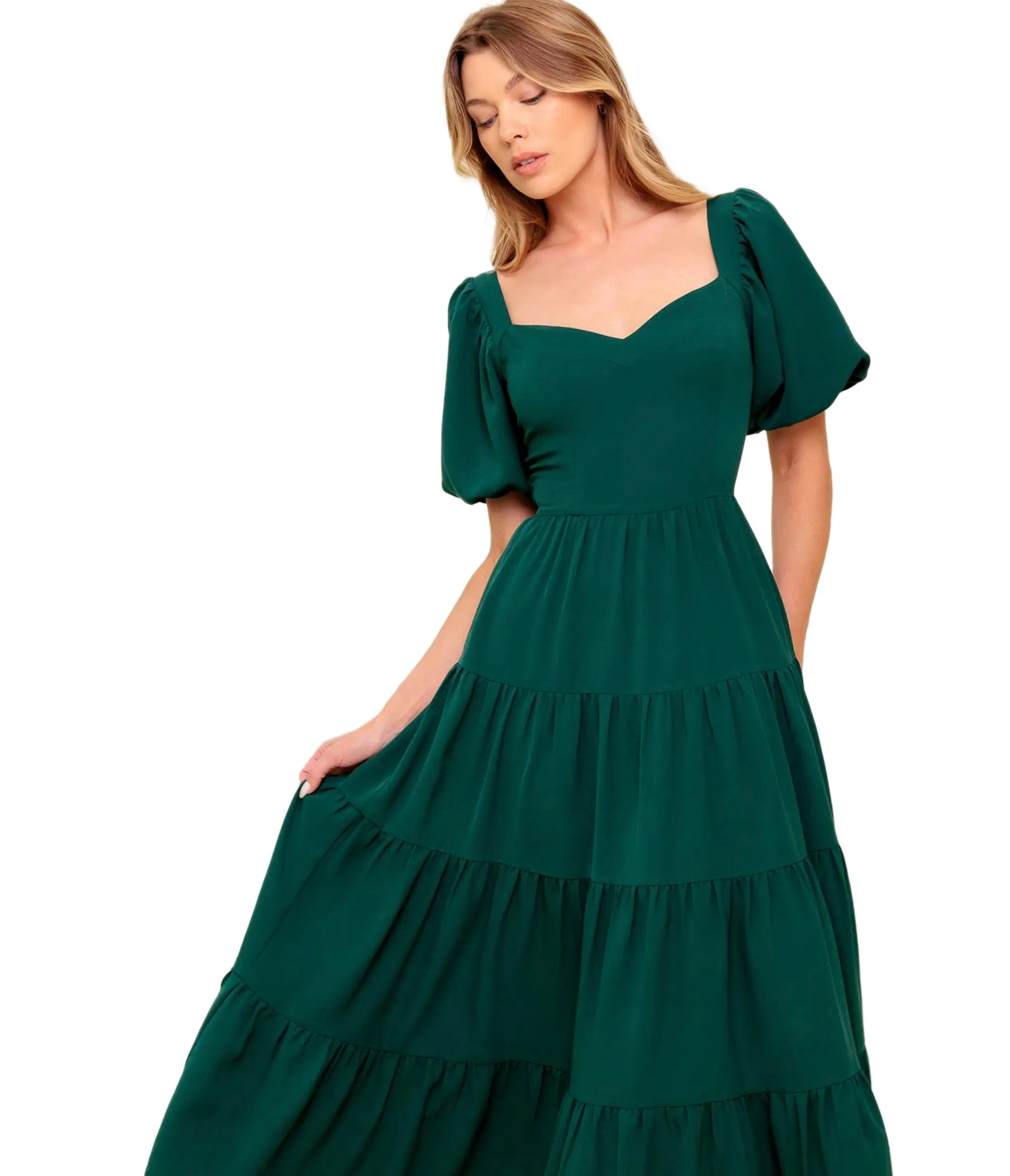Hunter Green Ready When You Are Woven Midi Dress sold by Unique Vintage product image thumbnail 3
