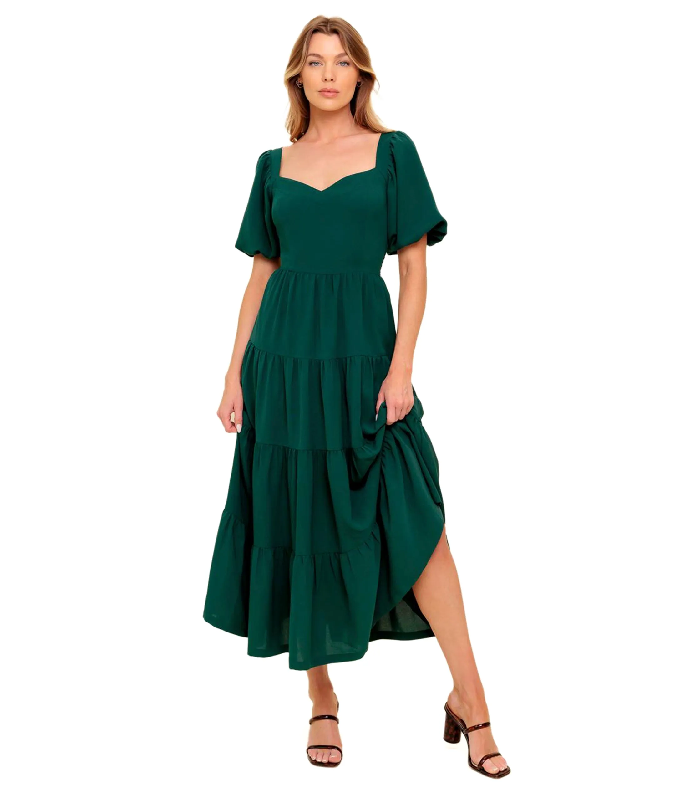 Hunter Green Ready When You Are Woven Midi Dress sold by Unique Vintage