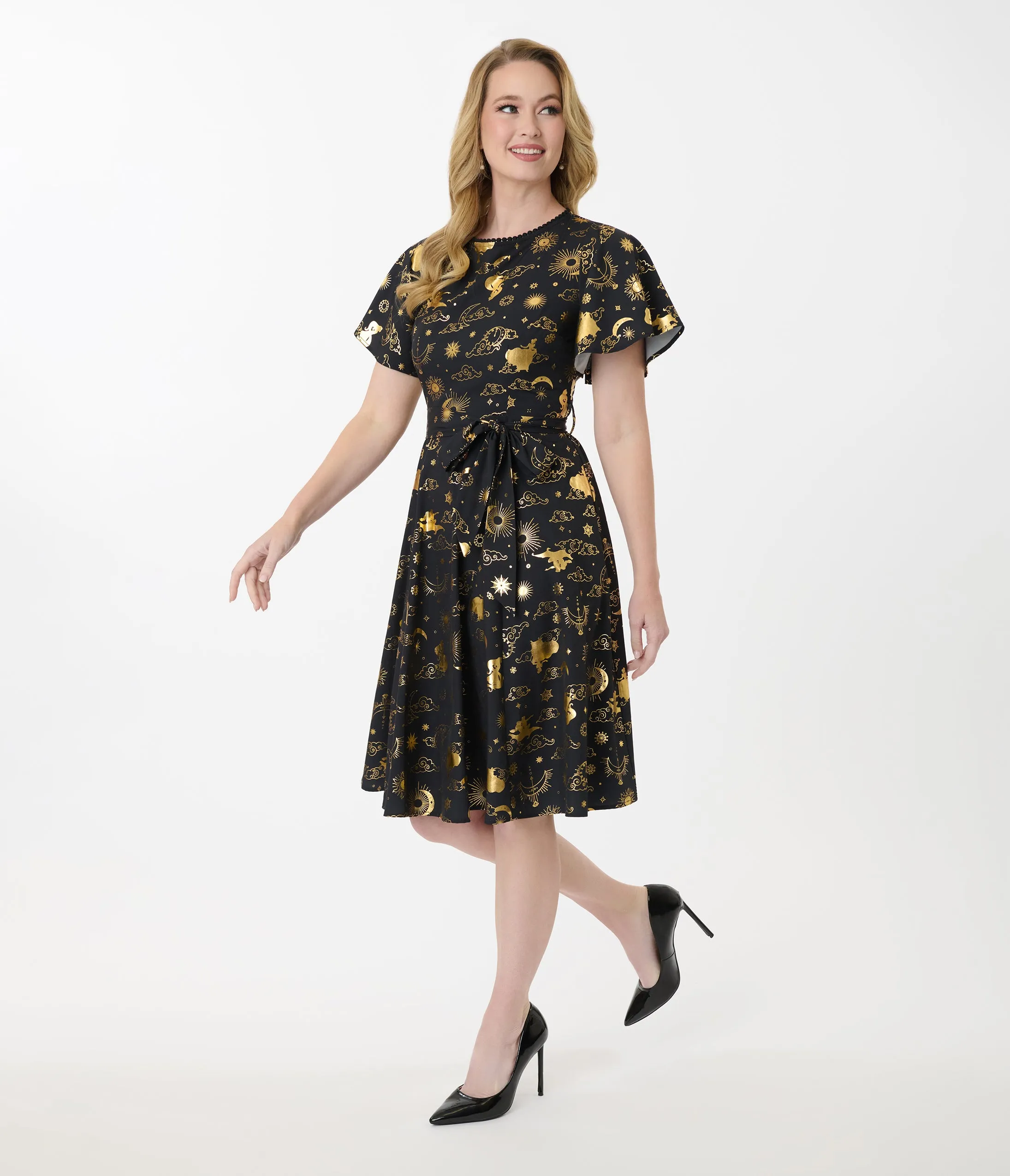 Disney Princess Collection by Unique Vintage Gold Princess Celestial Swing Dress sold by Unique Vintage product image thumbnail 4